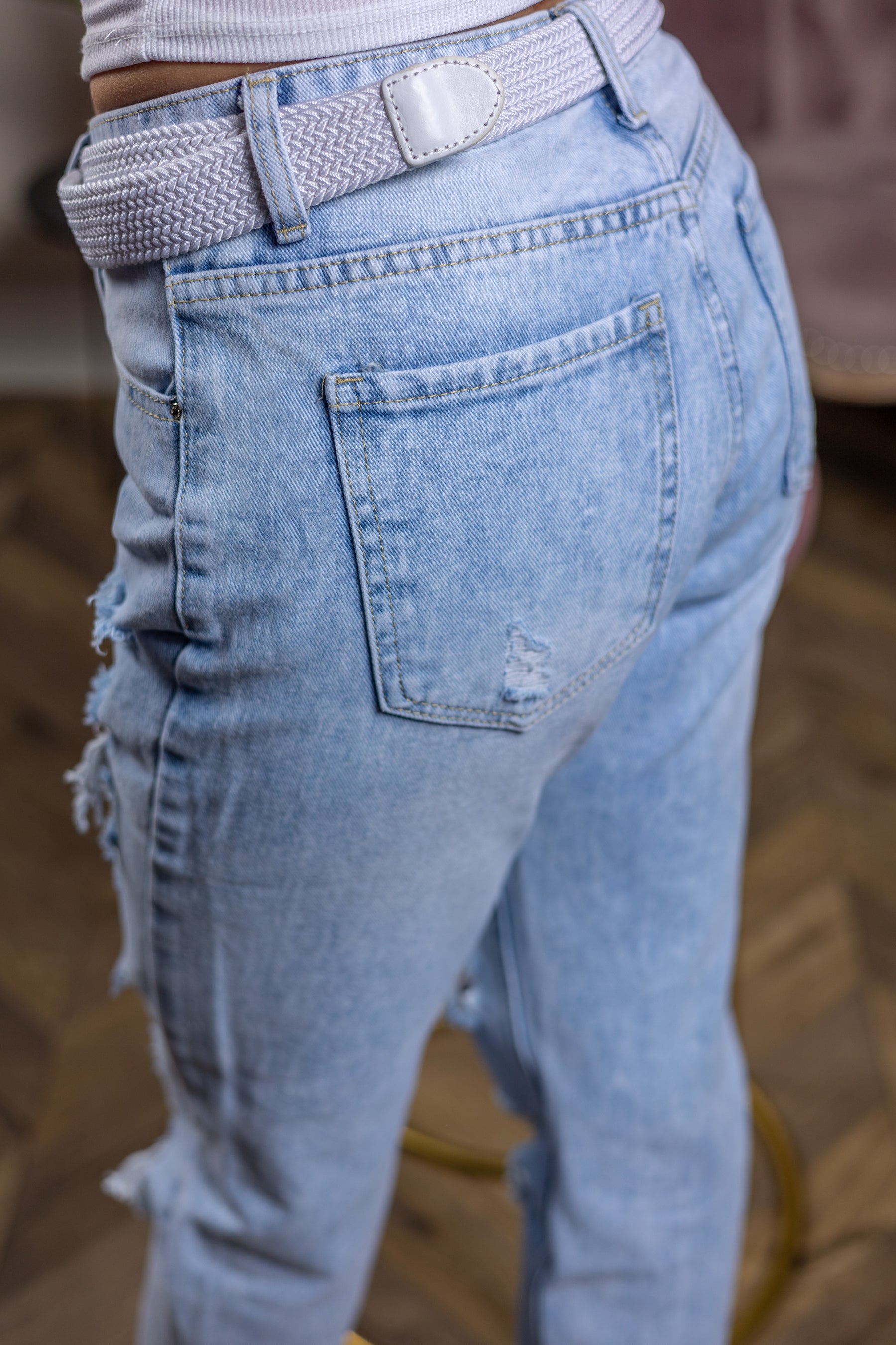 Ripped Mom Fit Jeans Paradise Light Blue