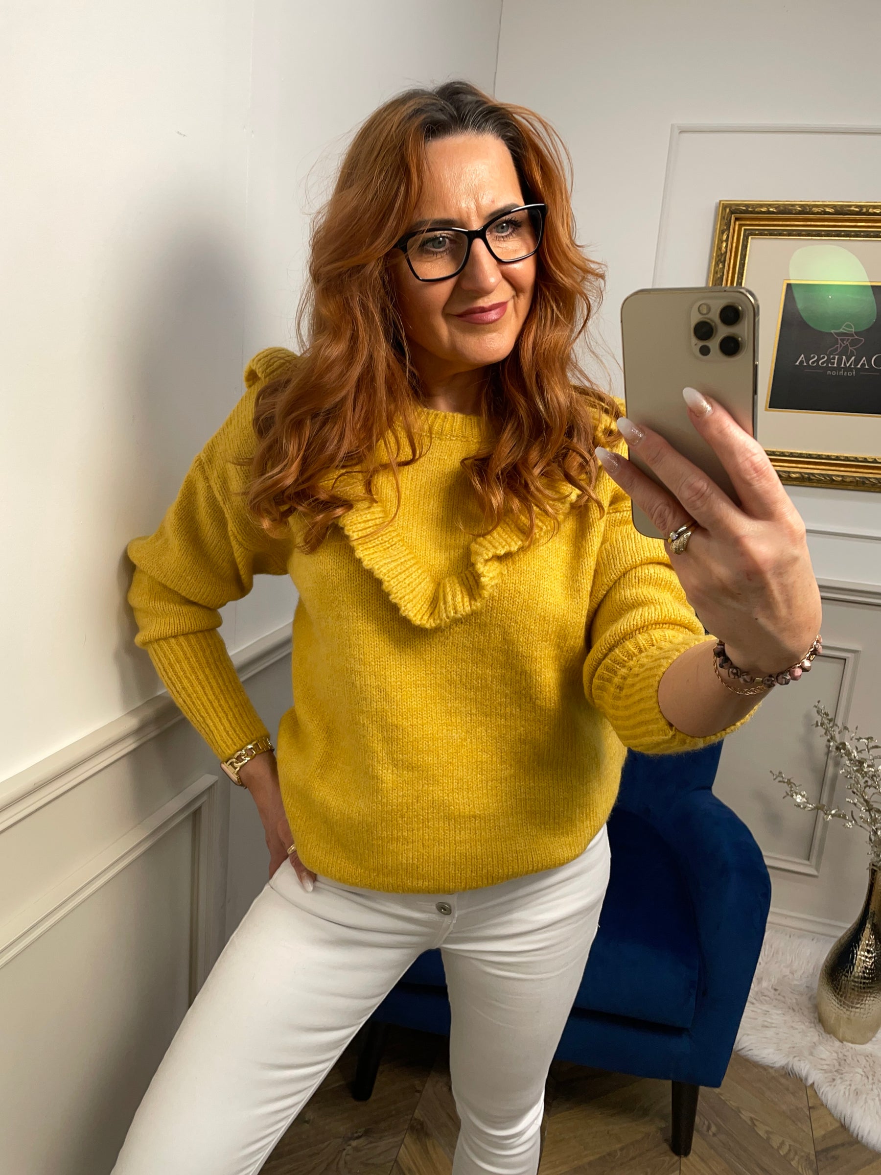 Thick Knitted Wool Blend Jumper Stay Cozy Yellow
