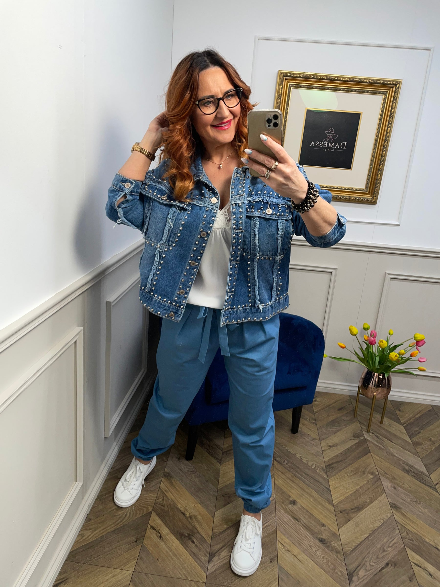 Studded Denim Jacket Kaya Blue