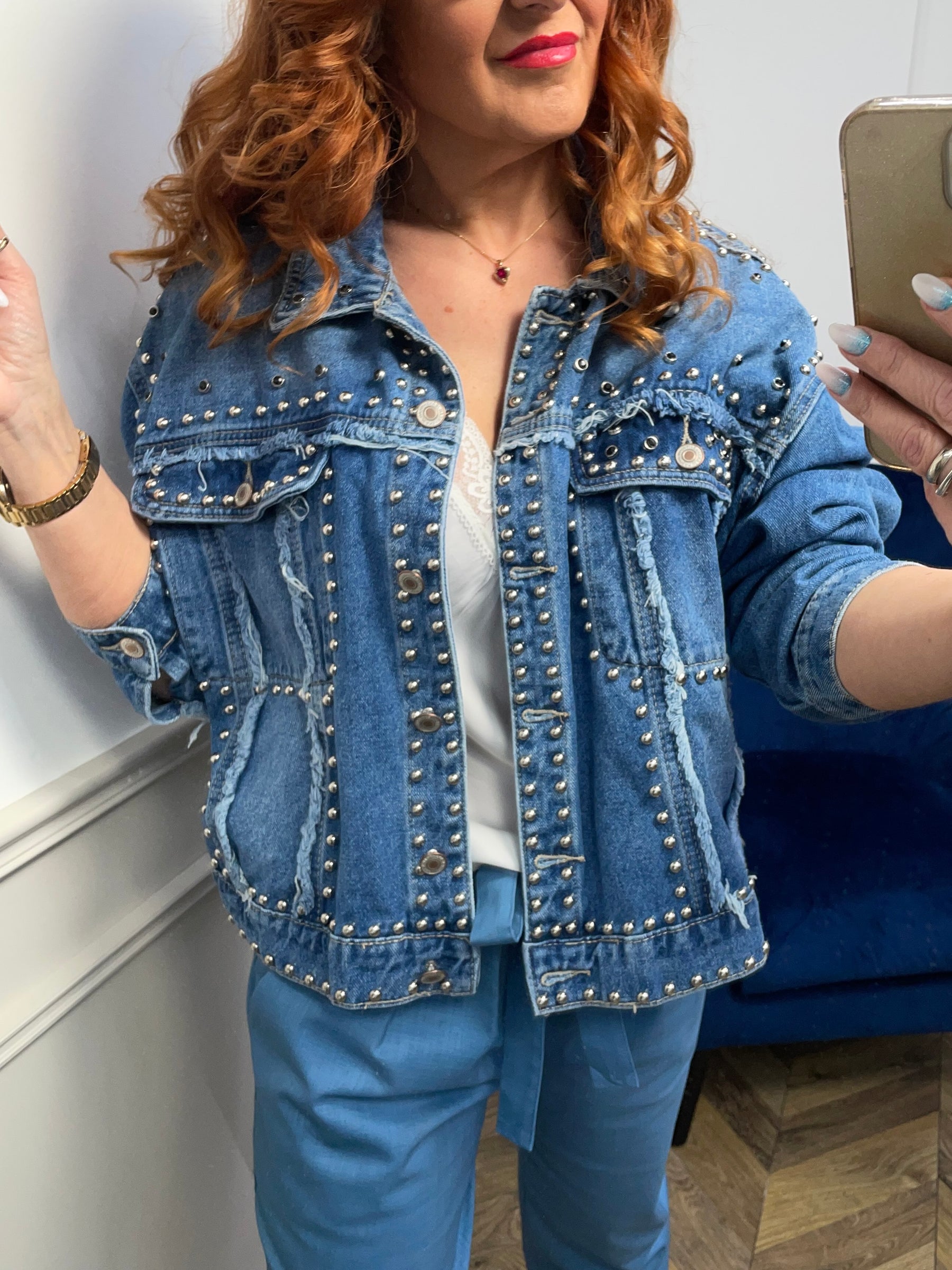 Studded Denim Jacket Kaya Blue