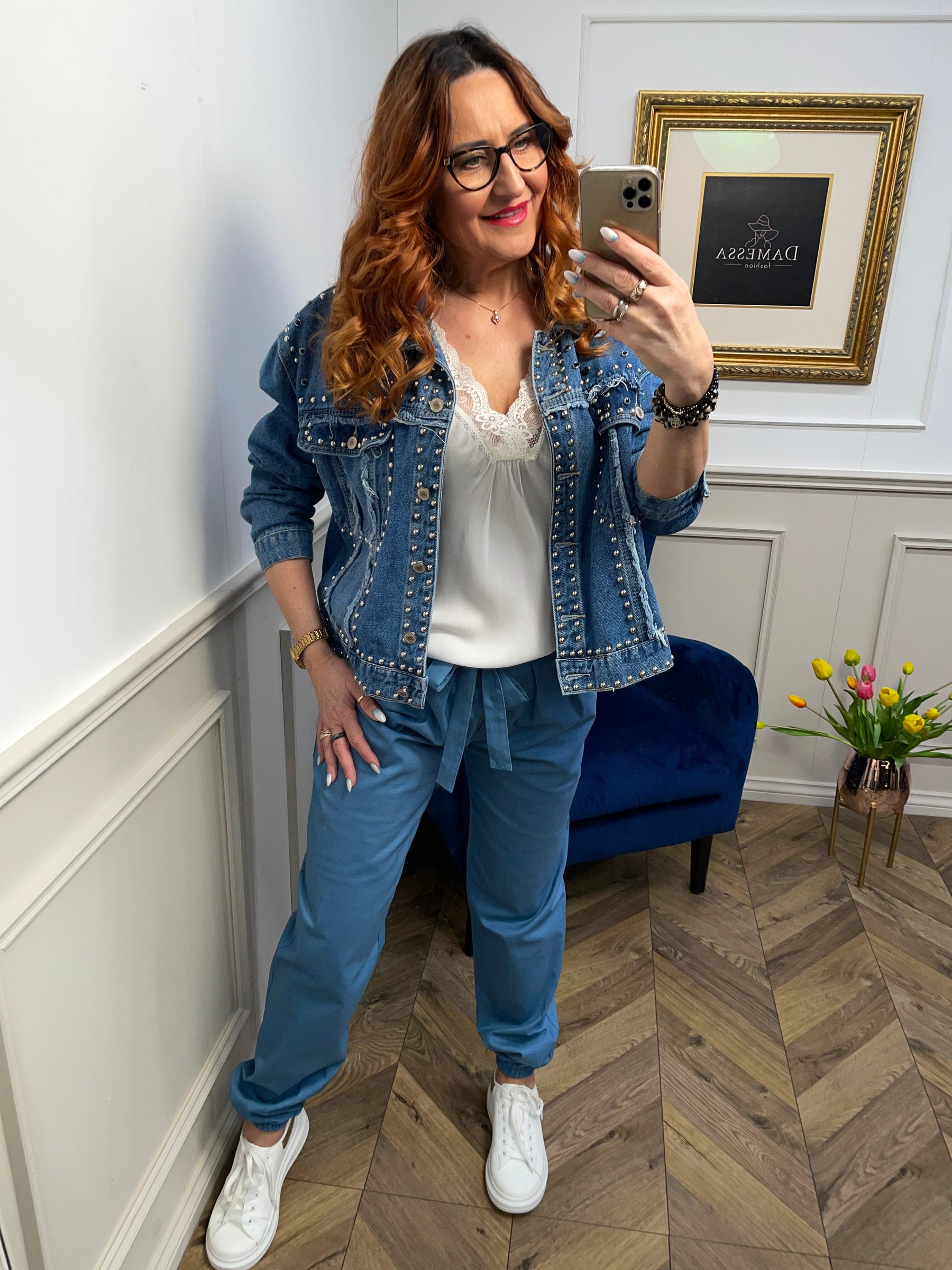 Studded Denim Jacket Kaya Blue