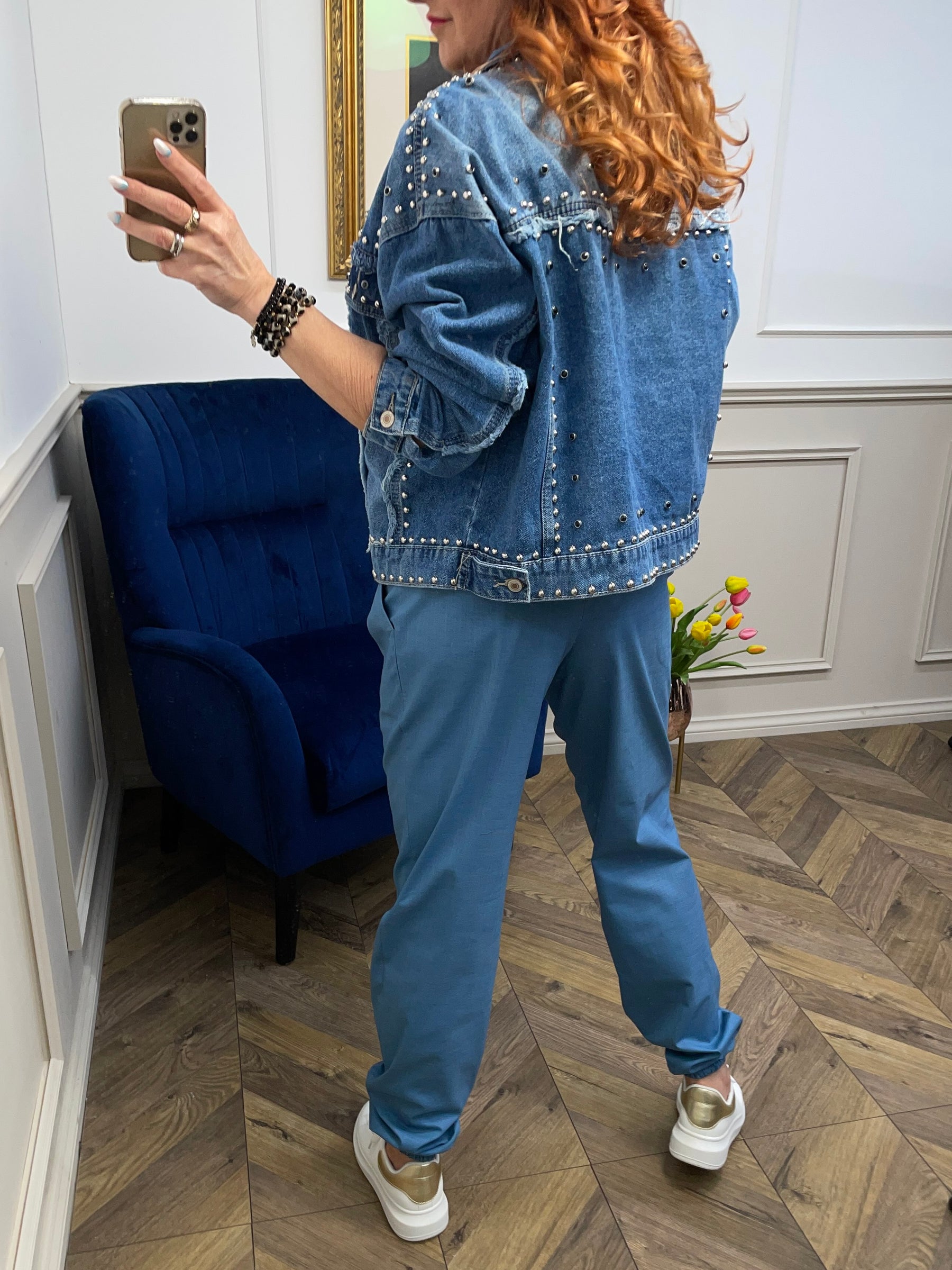 Studded Denim Jacket Kaya Blue