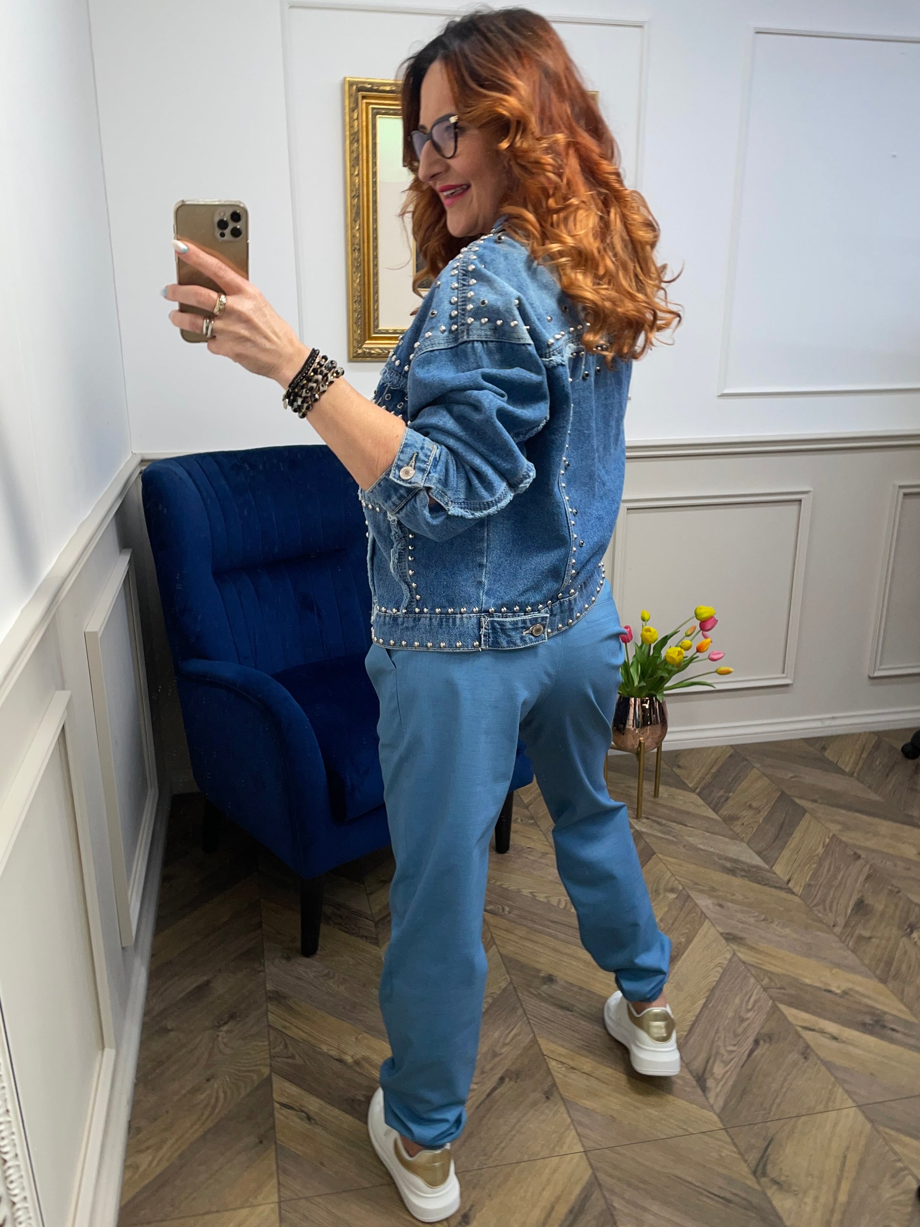 Studded Denim Jacket Kaya Blue