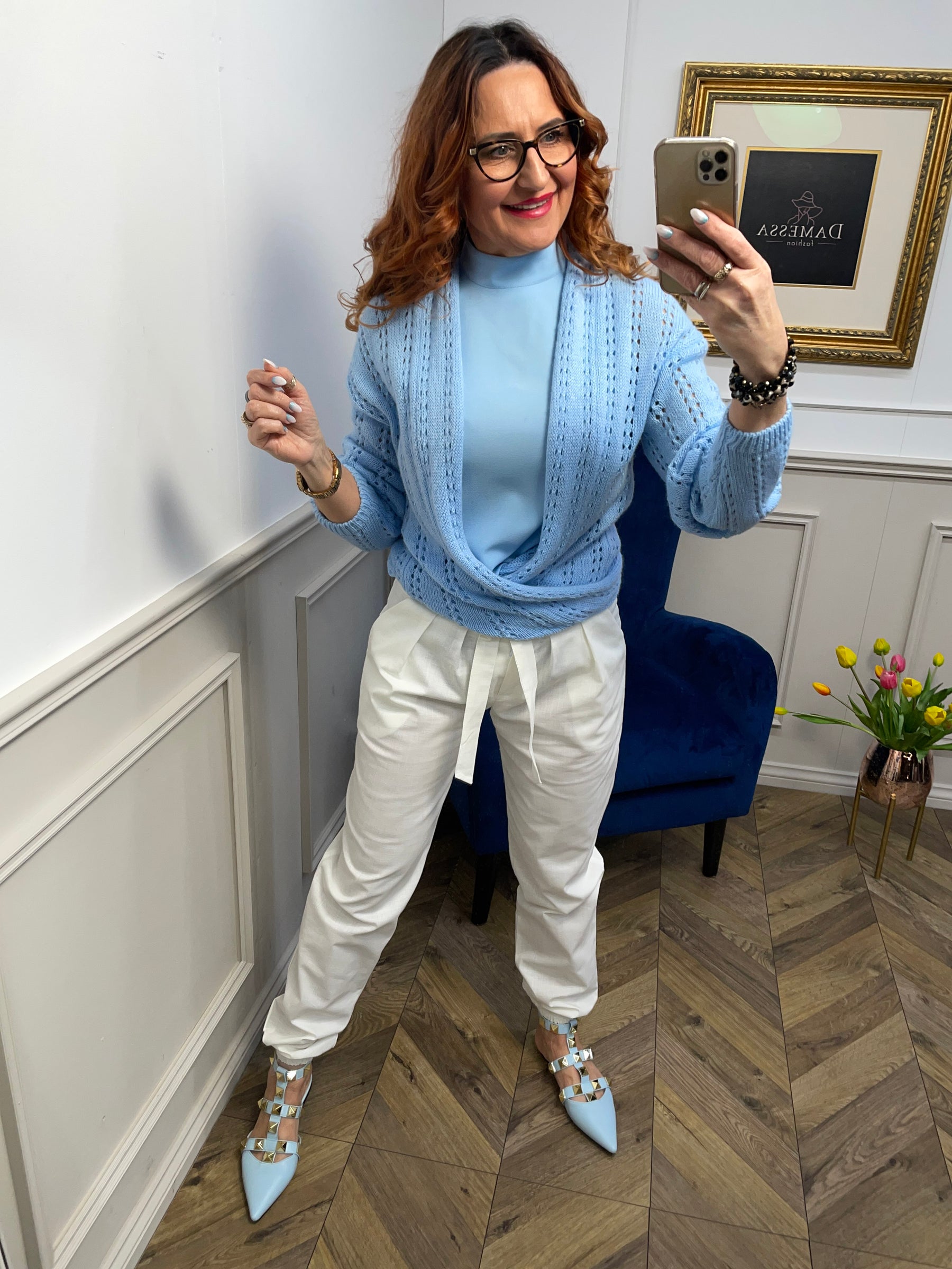 High Neck Sleeveless Top Venetto Blue