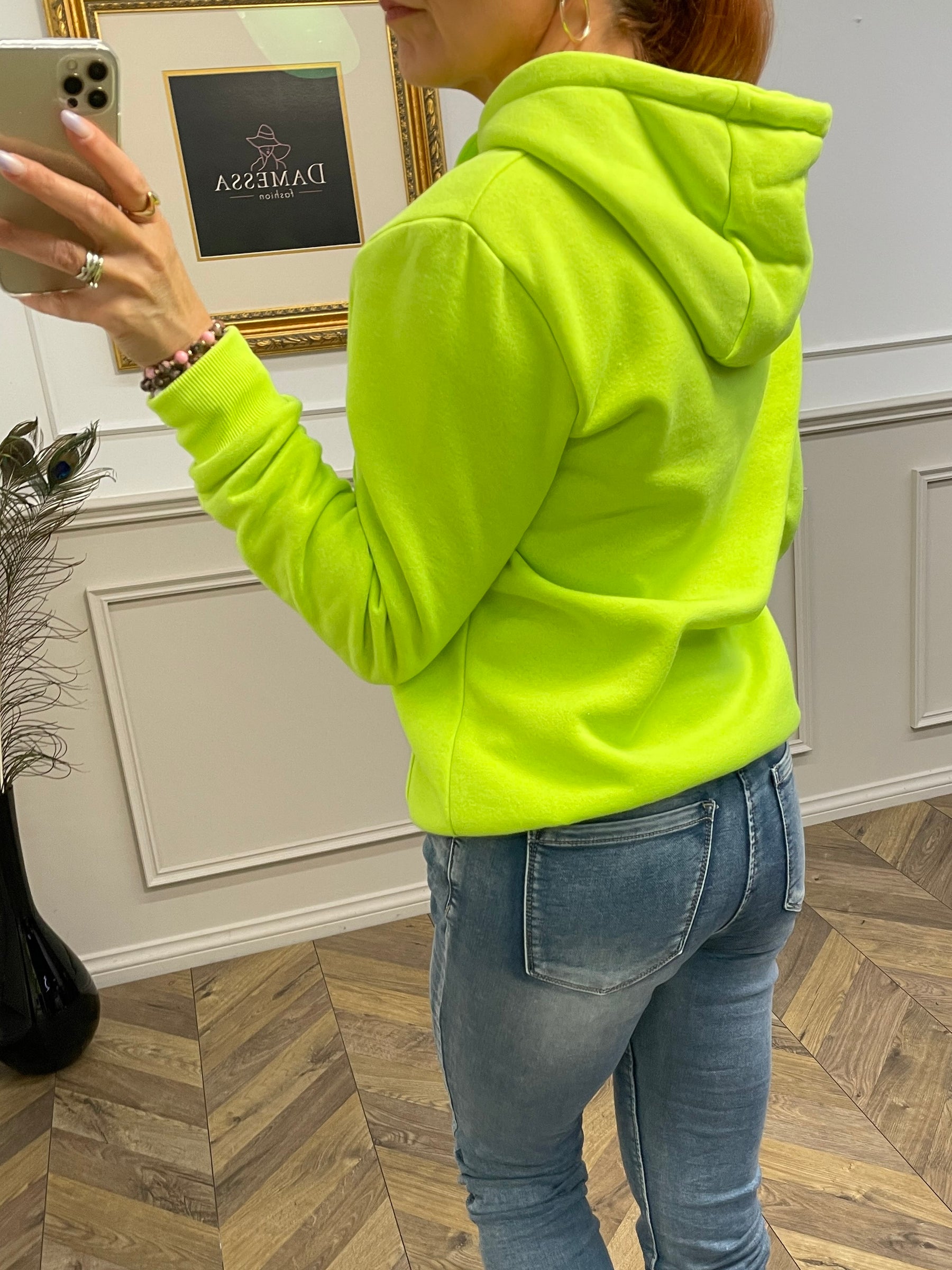 Hooded Sweatshirt Kangaroo Neon Lime