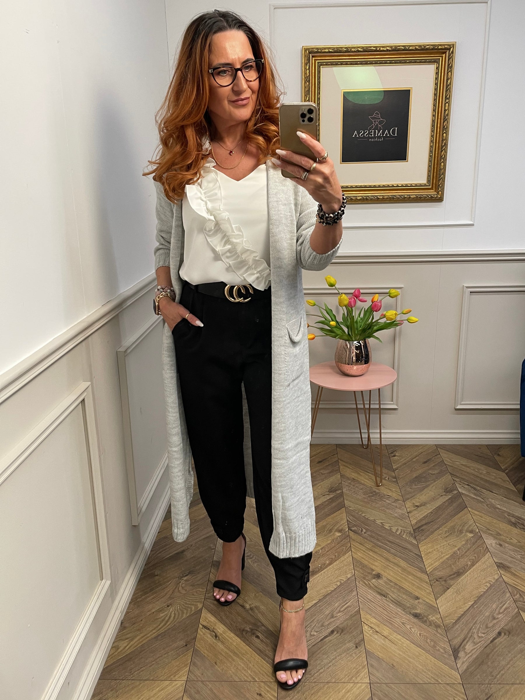 Frill Spaghetti Strap Top Labranda White