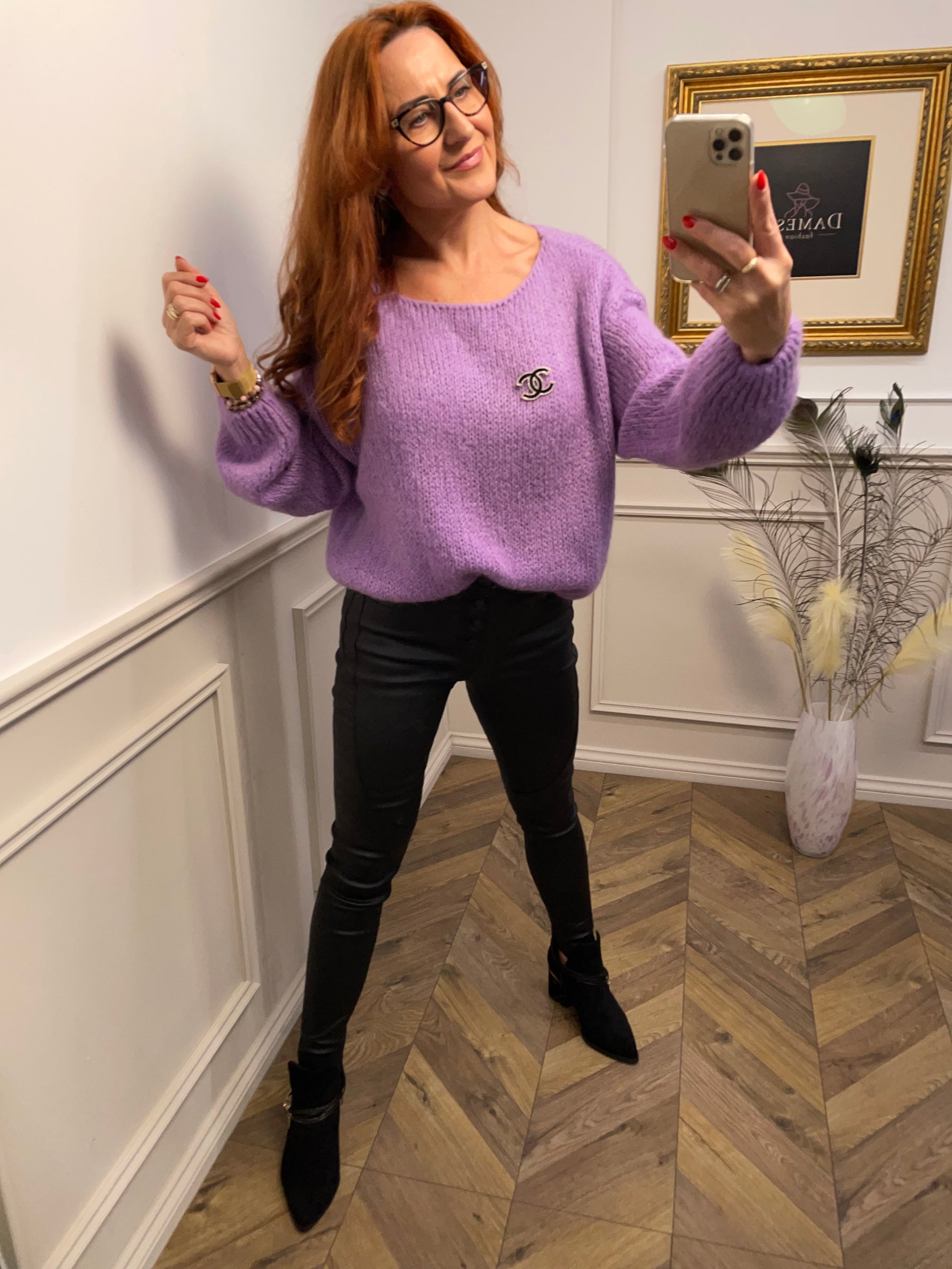 Acrylic Knitted Jumper Amarini Purple