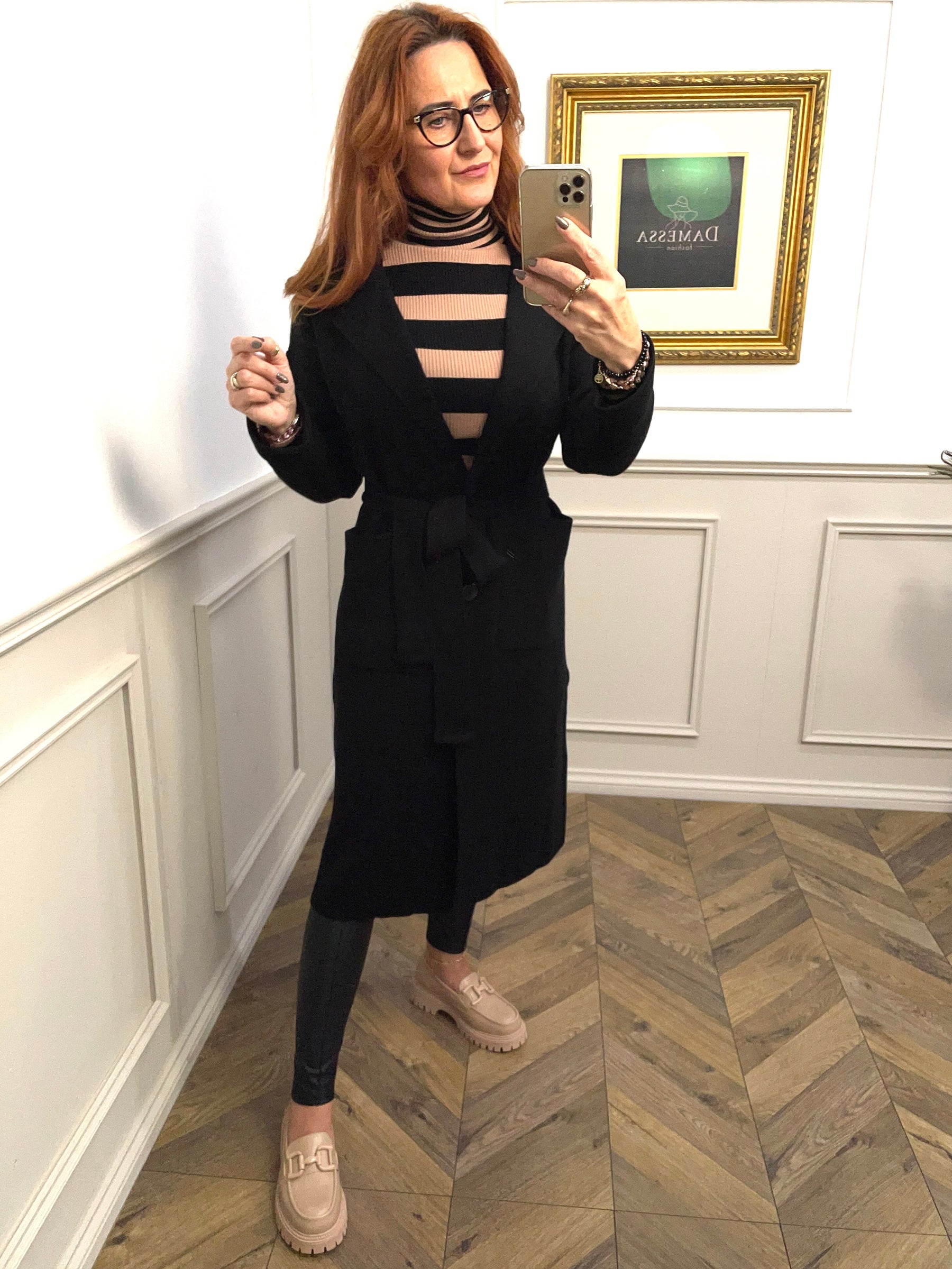 Cashmere Blend Belted Coat Mango Black