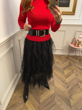 Ruffle Tiered Tulle Mesh Maxi Skirt My Glorious Black