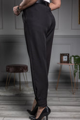 Ankle Button Up Strap Trousers Russo Black