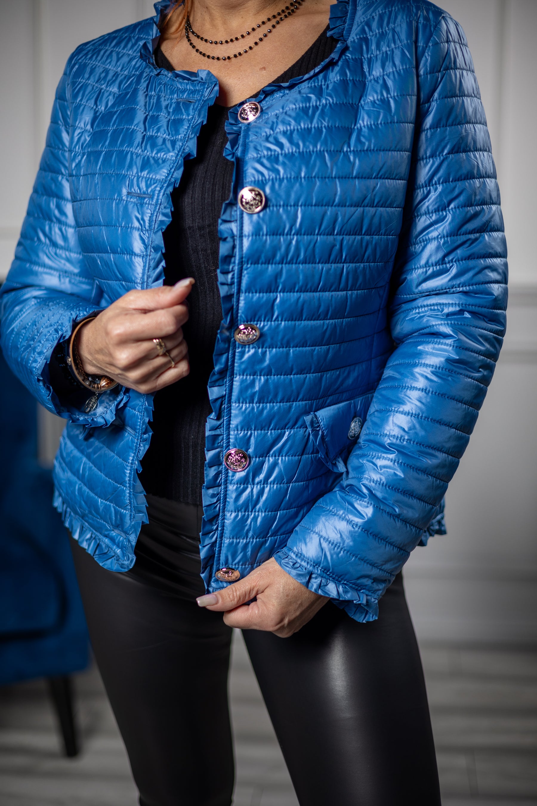 Quilted Short Jacket Sky Blue
