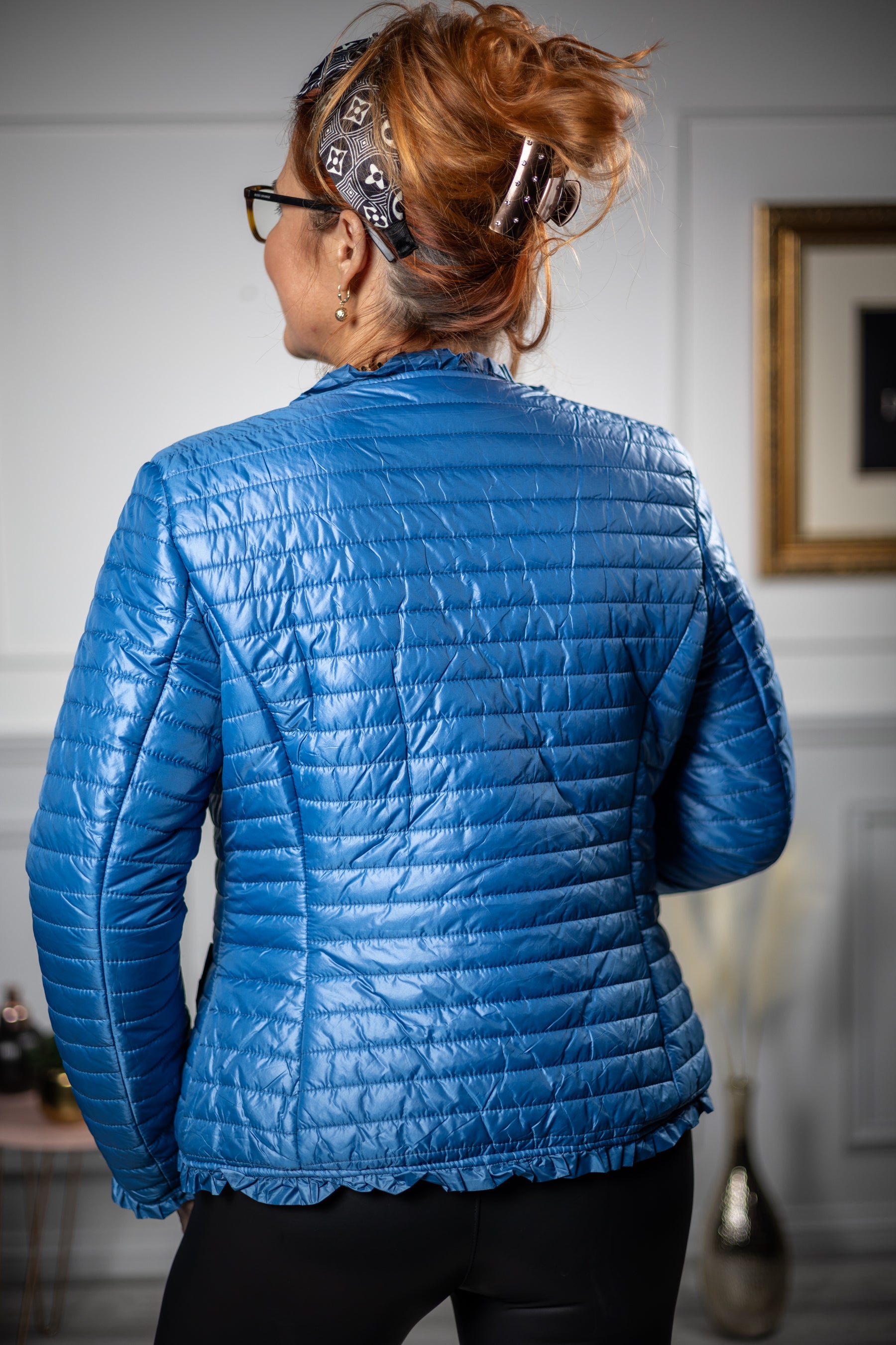 Quilted Short Jacket Sky Blue