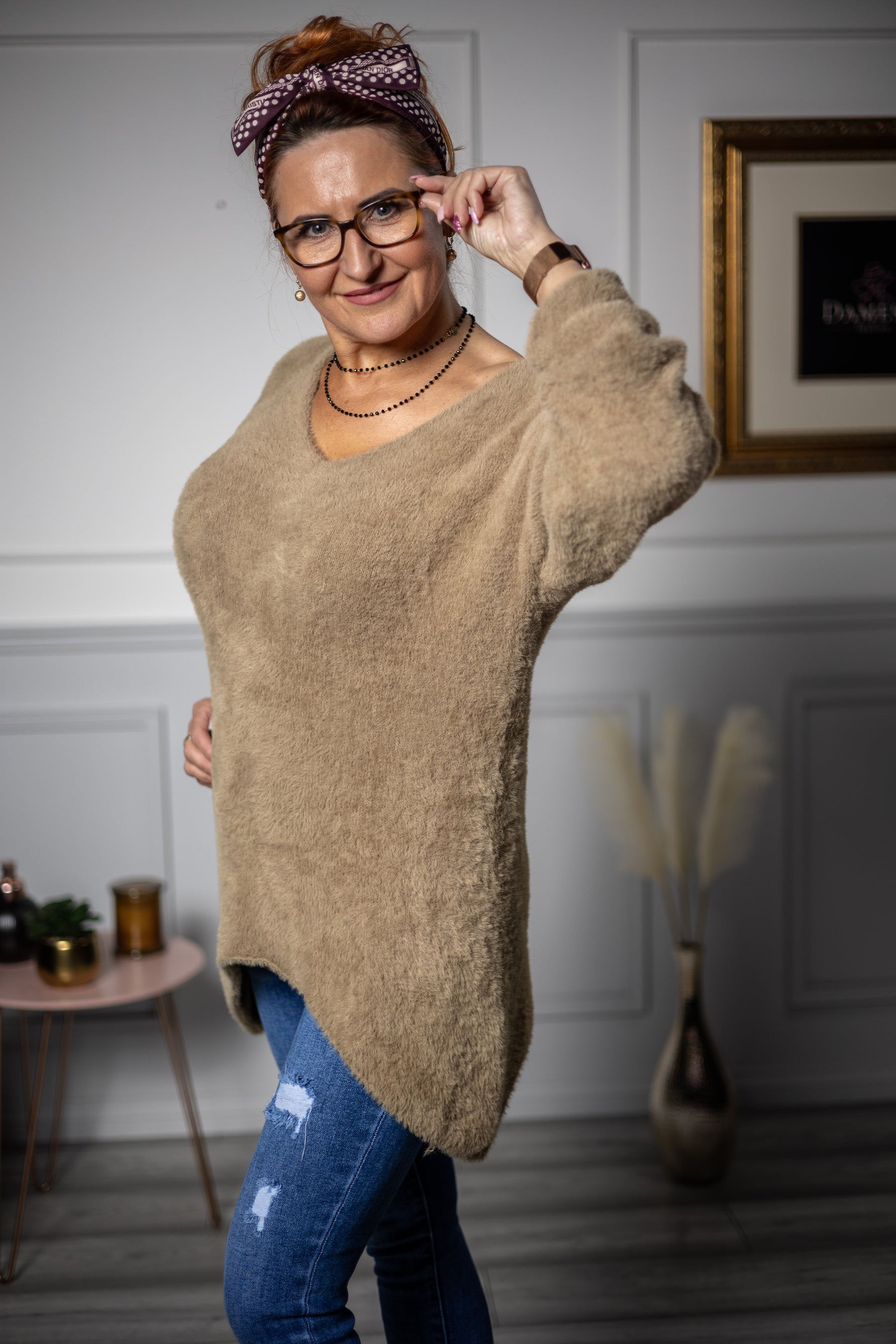 Alpaca Style Jumper Triangle Camel