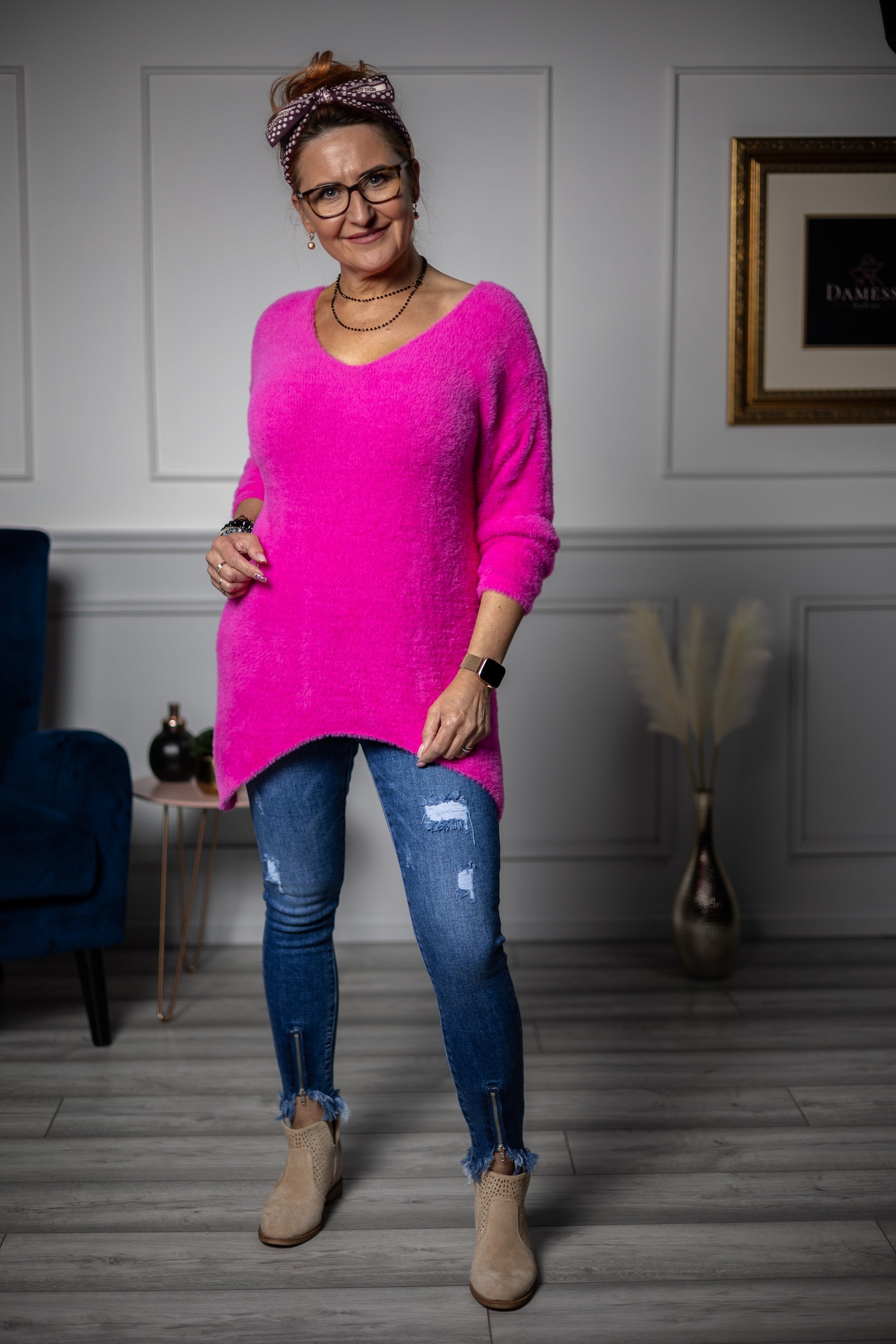 Alpaca Style Jumper Triangle Pink
