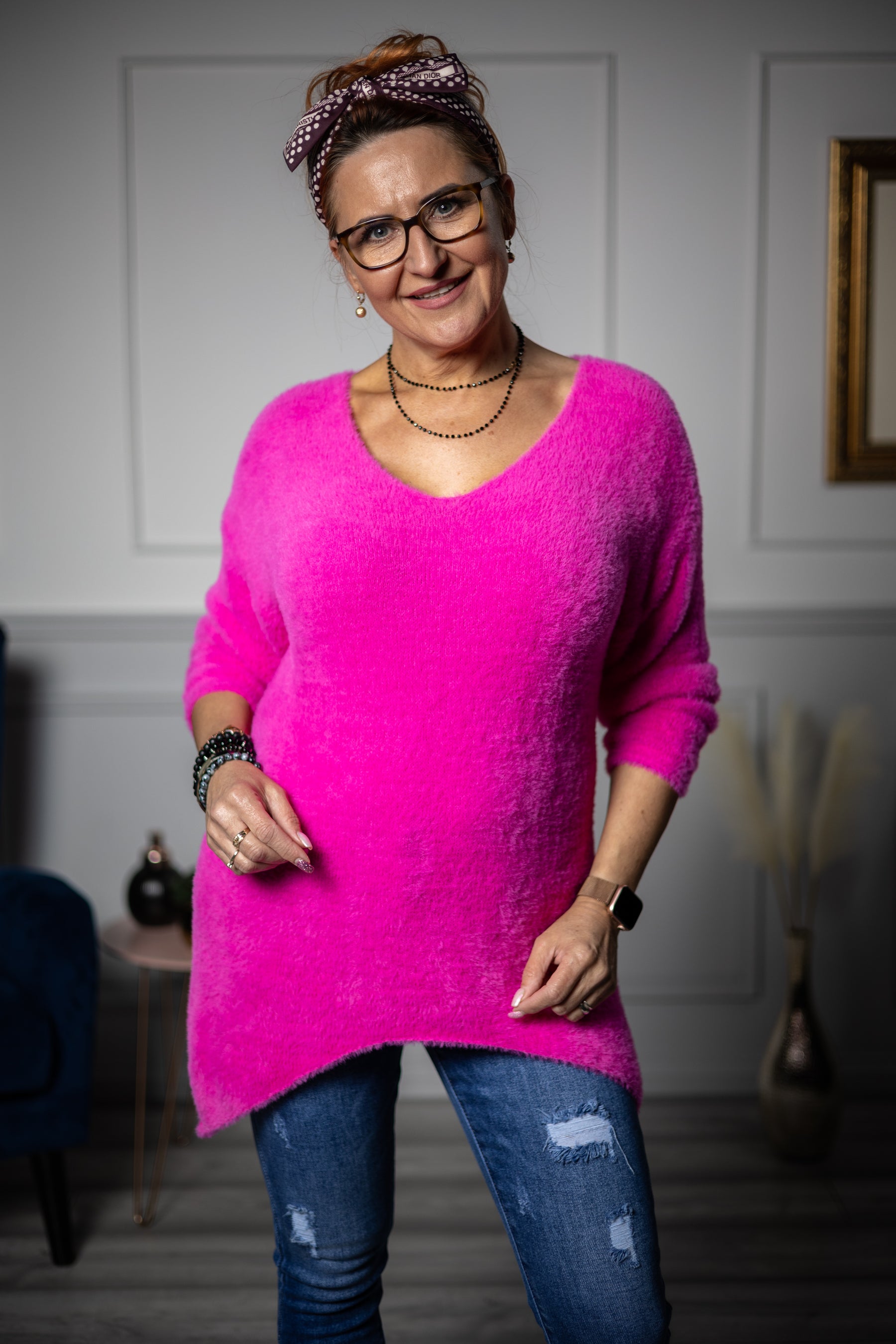 Alpaca Style Jumper Triangle Pink