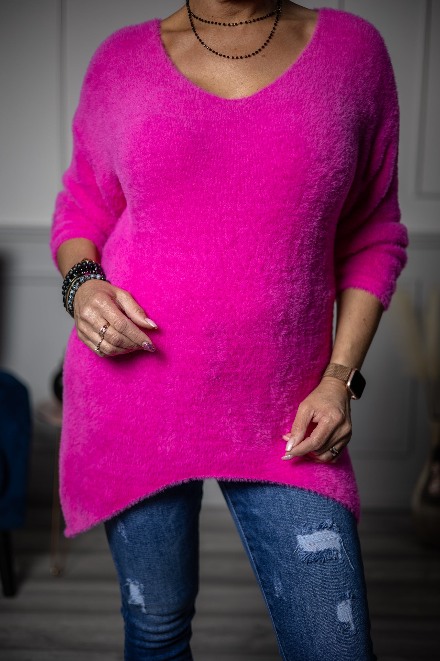 Alpaca Style Jumper Triangle Pink