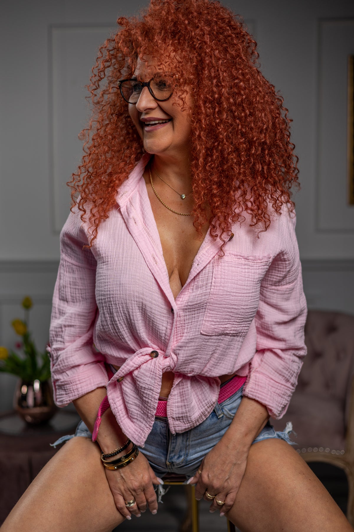 Crinkled Cotton Shirt Arabella Pink