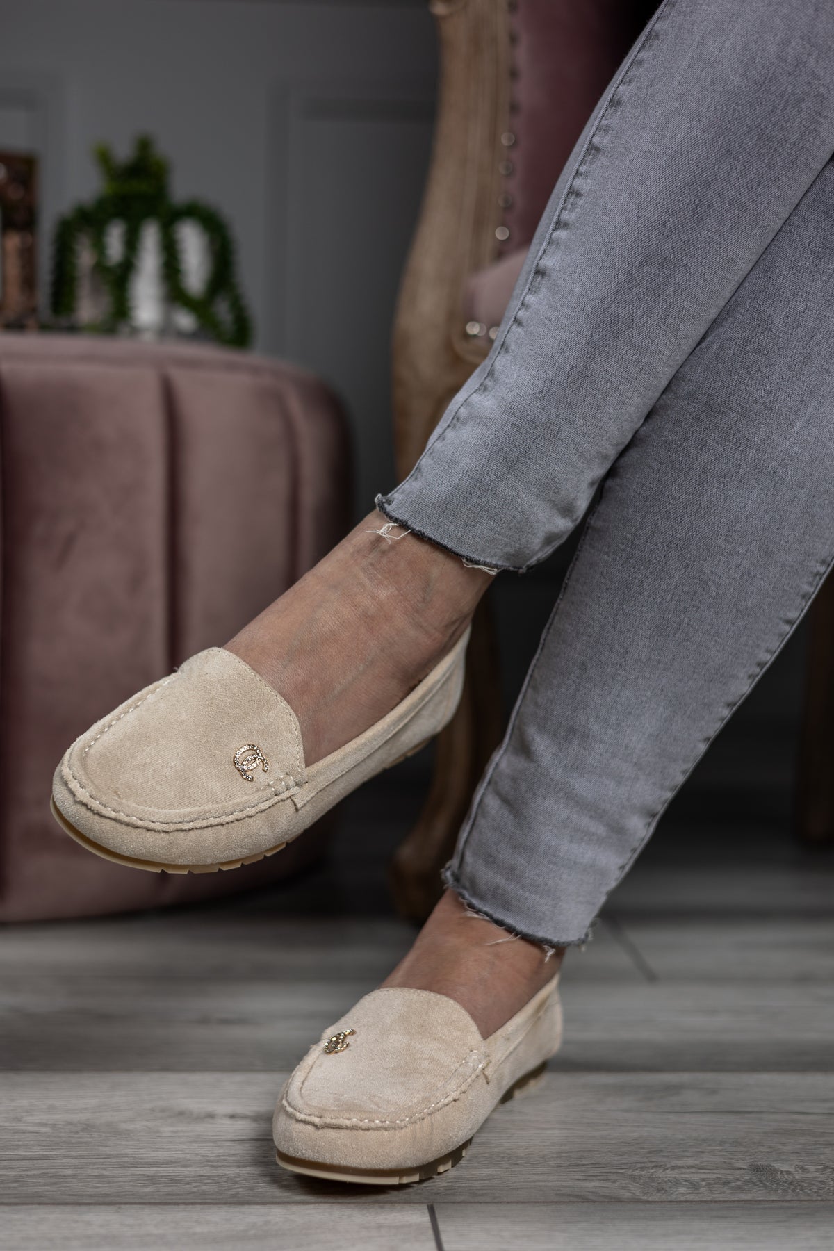 Faux Suede Loafers Carino Beige