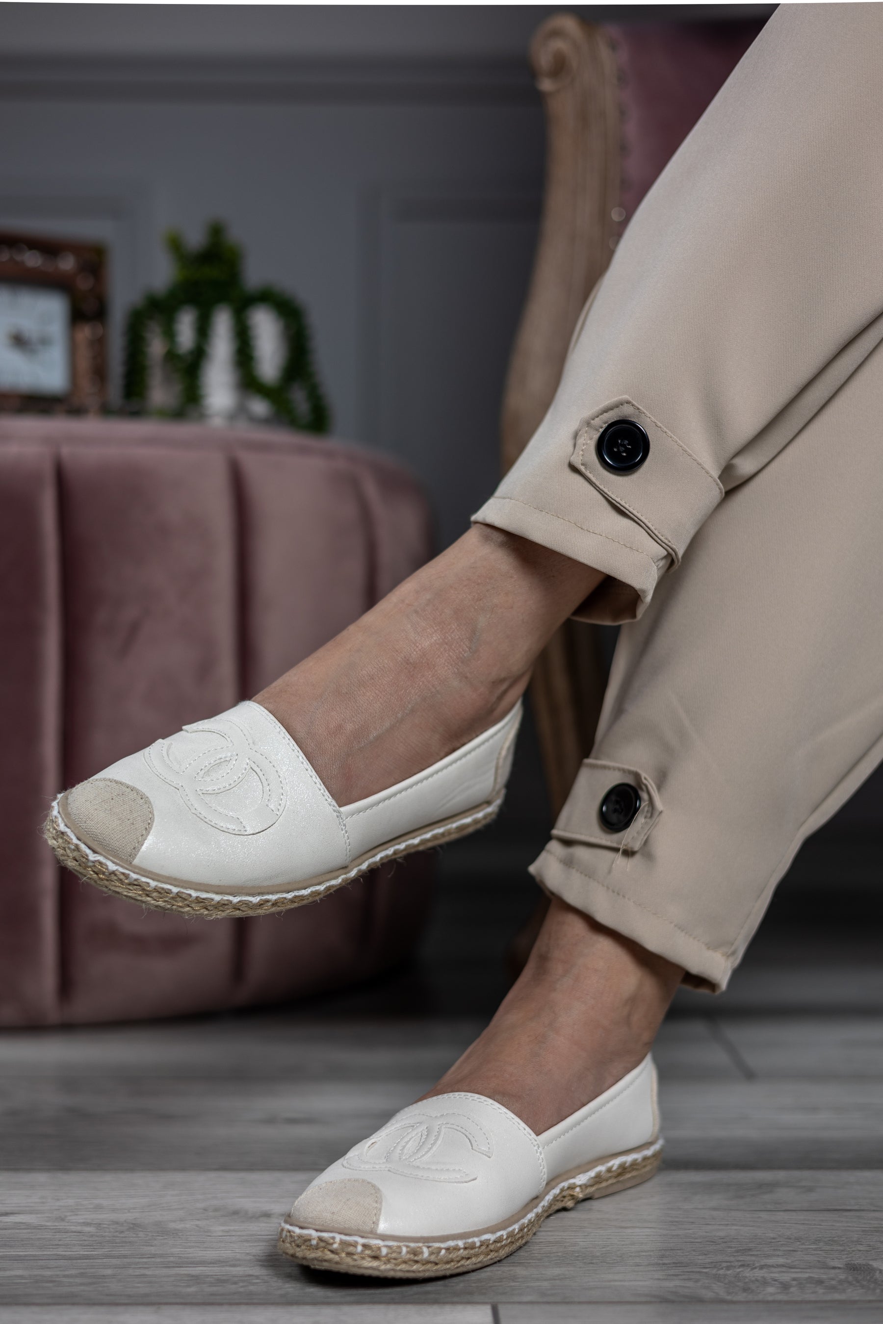 Glitter Touch Espadrille Carino White