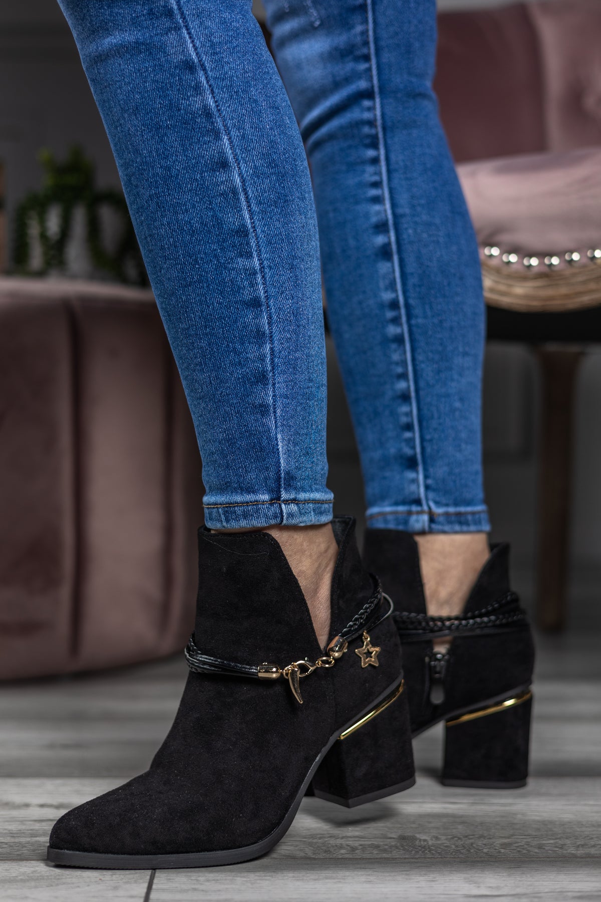 Faux Suede Boots Midnight Black