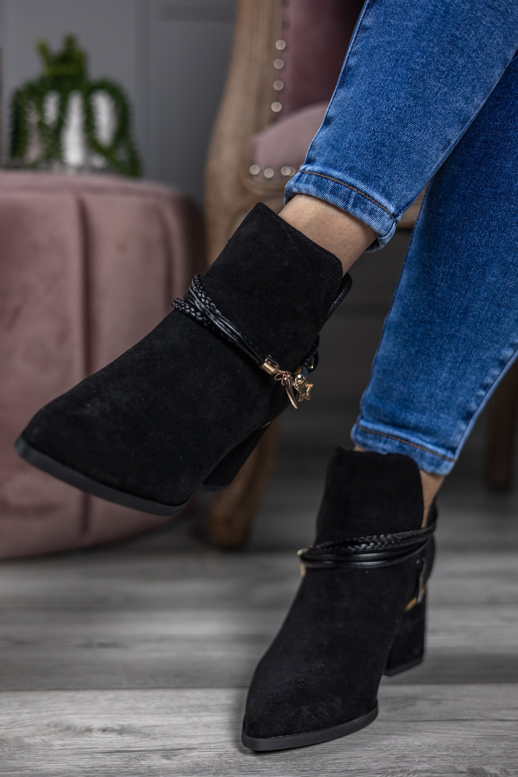 Faux Suede Boots Midnight Black
