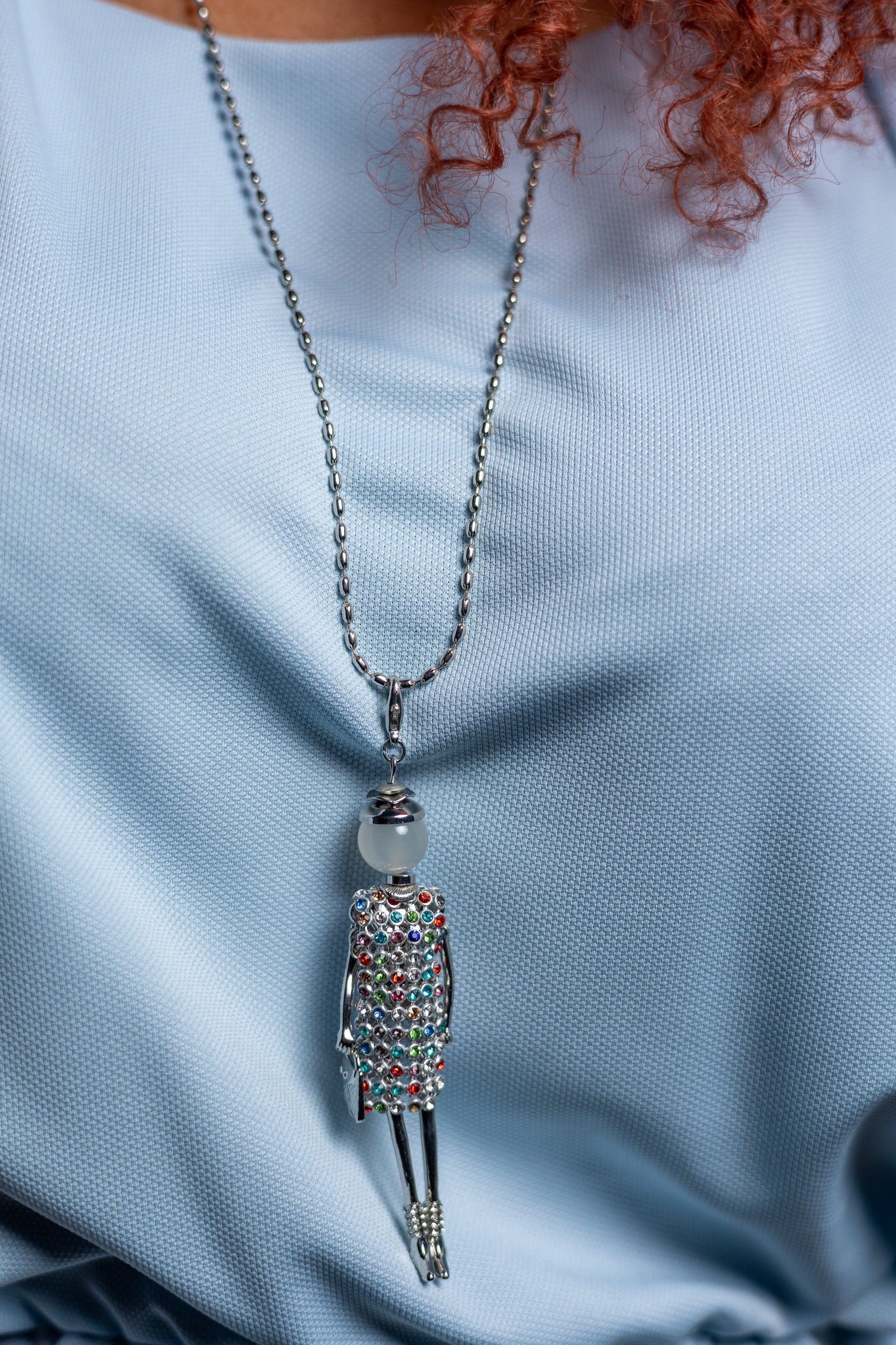 Long Silver Necklace Damessa