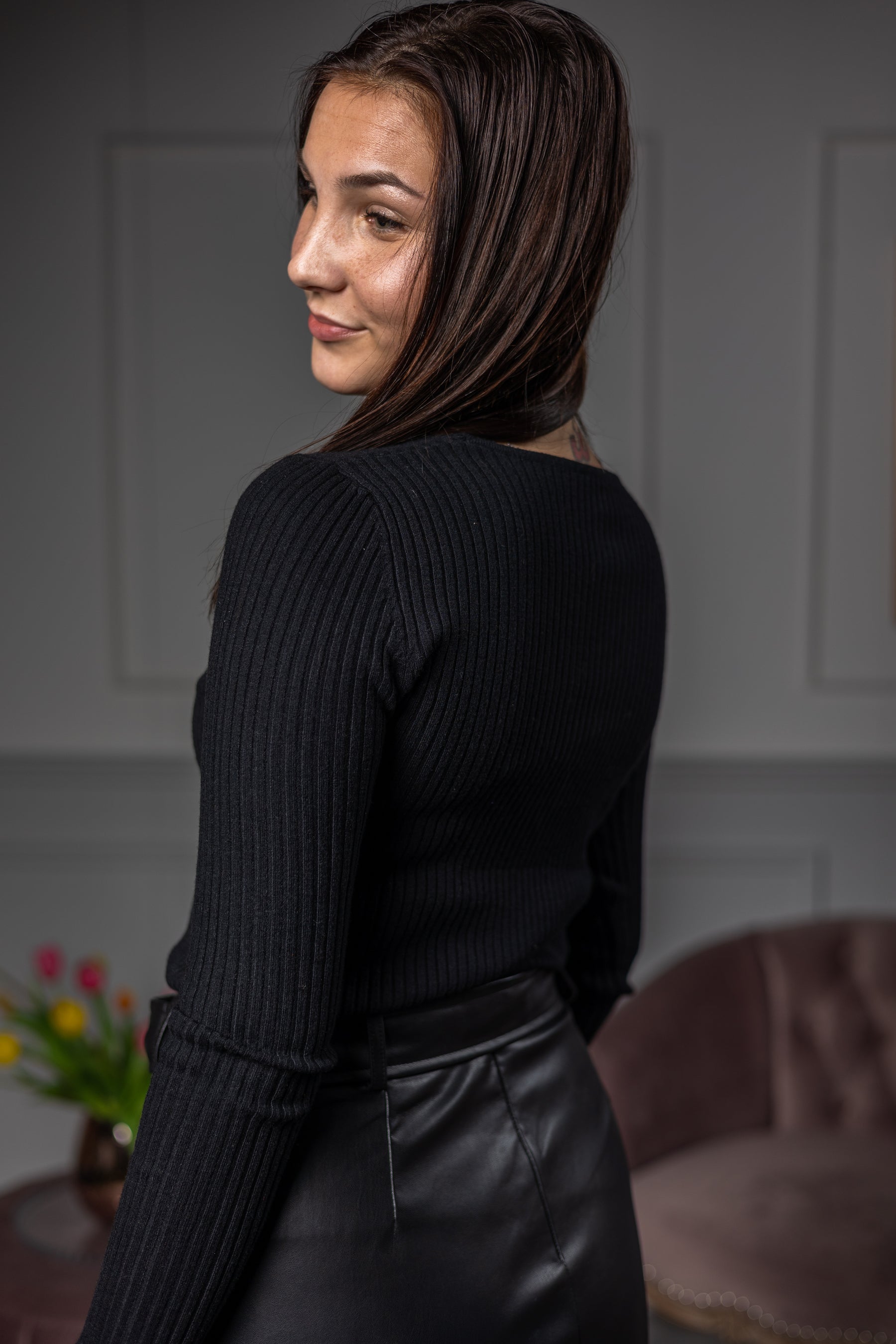 Rib Knit Top Carla Black