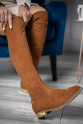 Faux Suede Knee Boots Nadi Camel