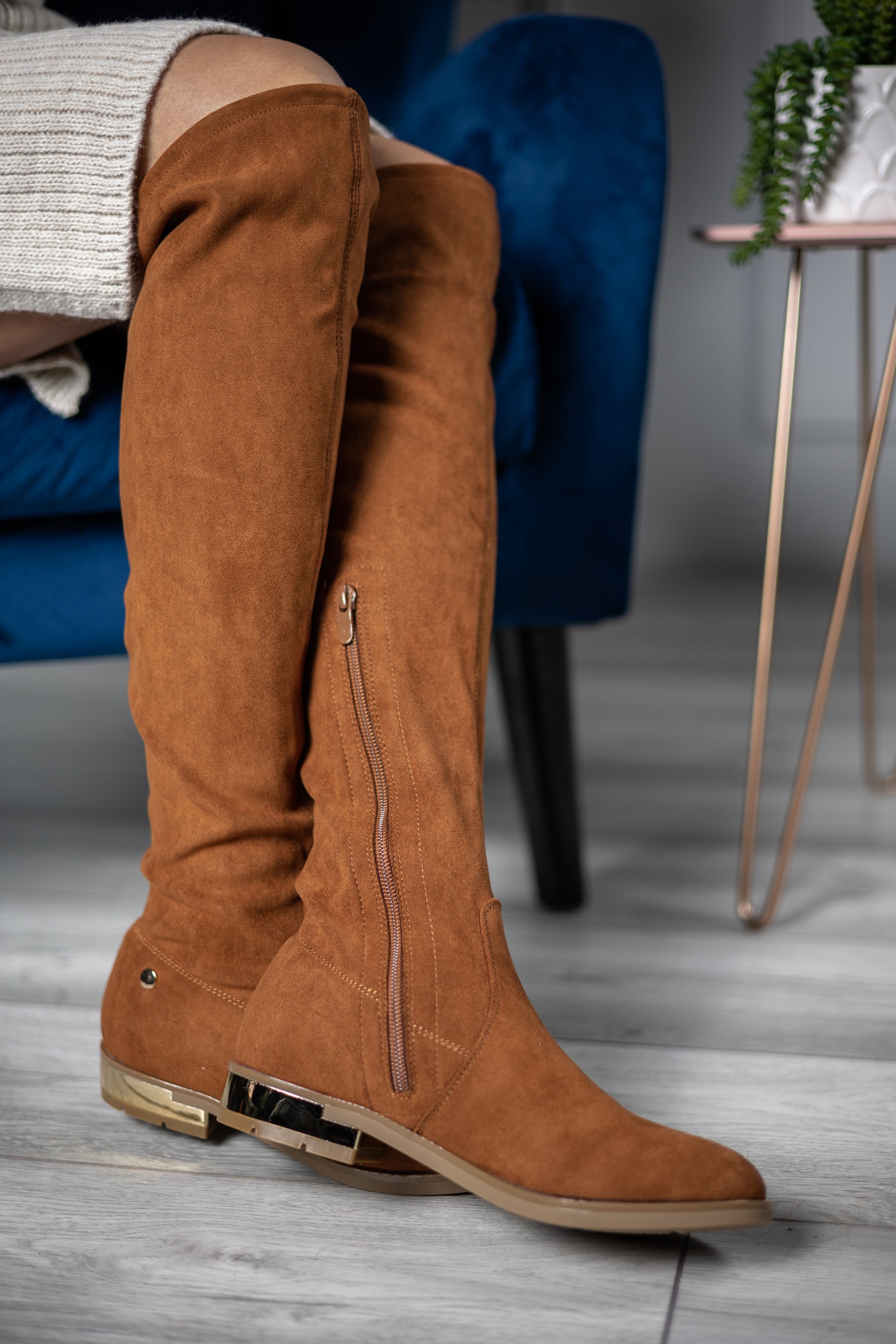 Faux Suede Knee Boots Nadi Camel