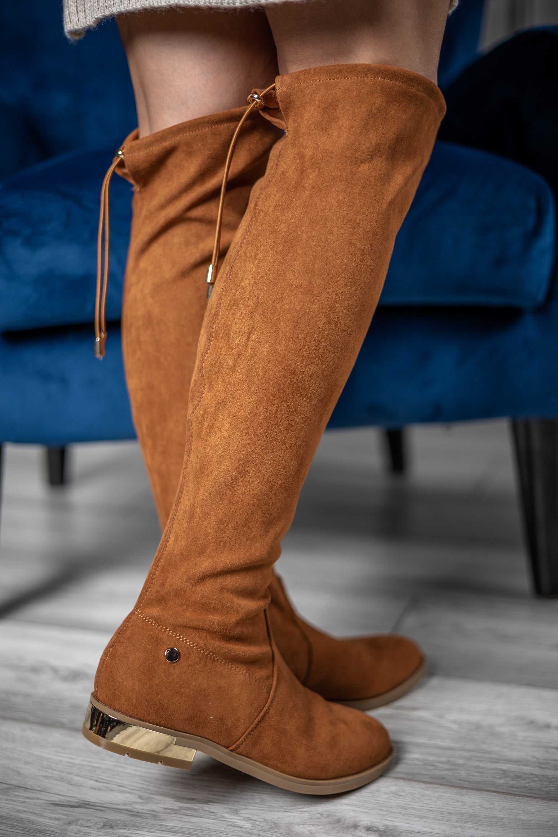 Faux Suede Knee Boots Nadi Camel