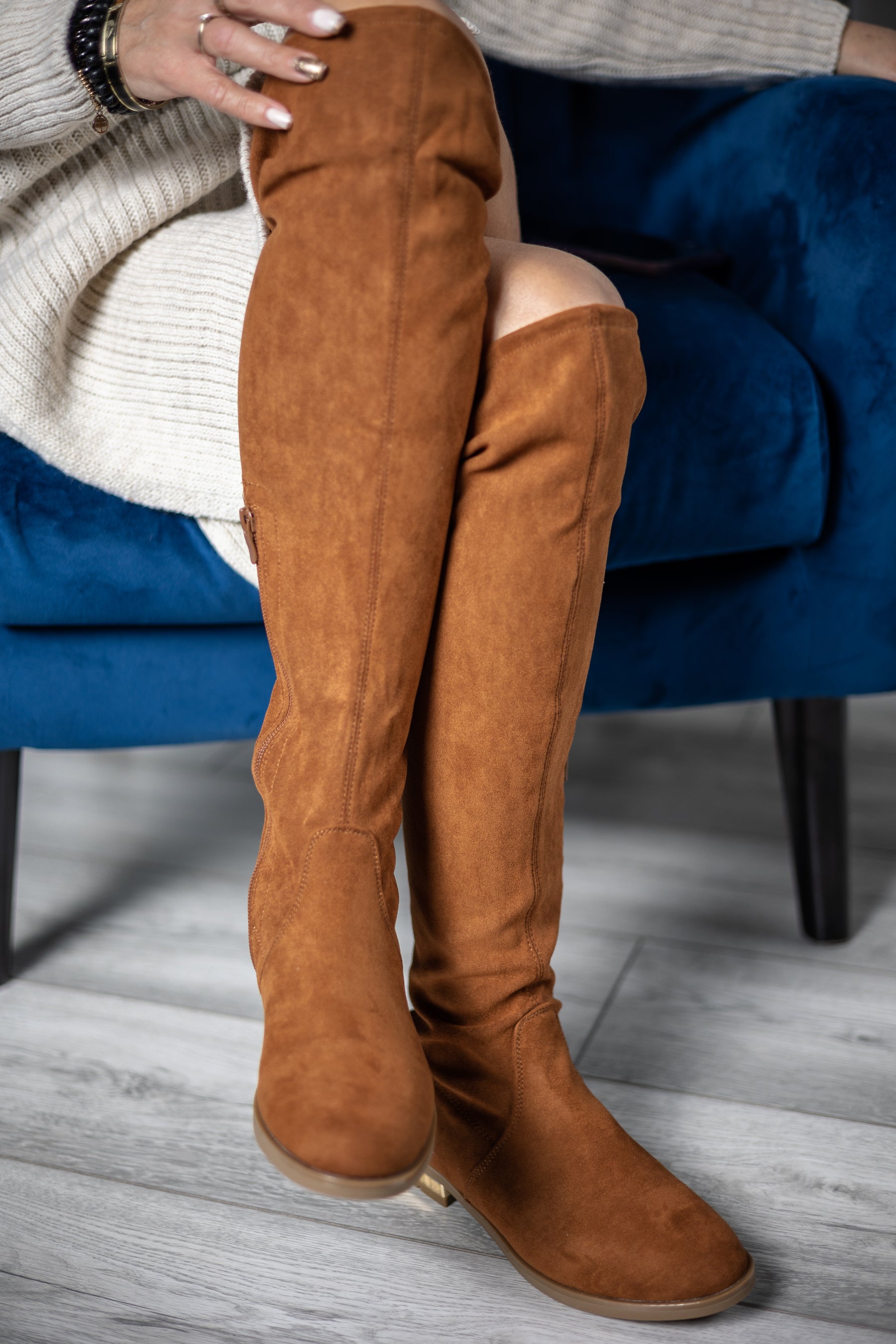 Faux Suede Knee Boots Nadi Camel
