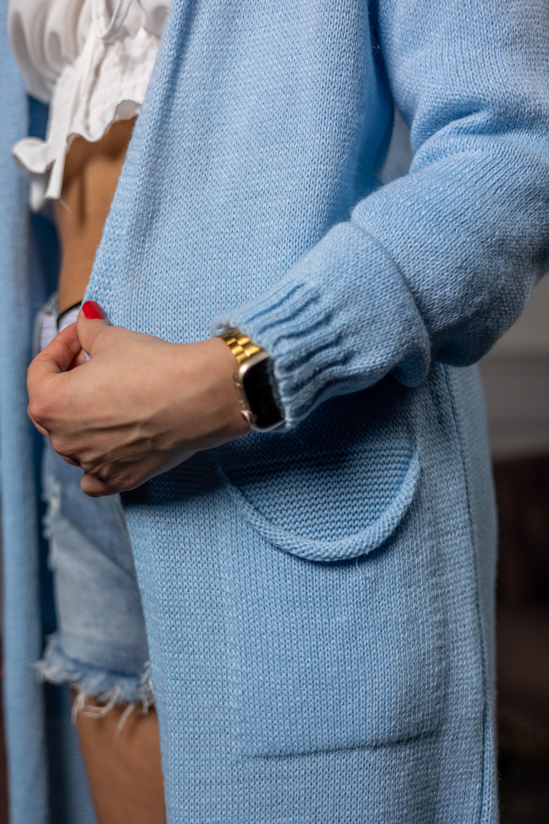 Knitted Maxi Cardigan Paola Blue