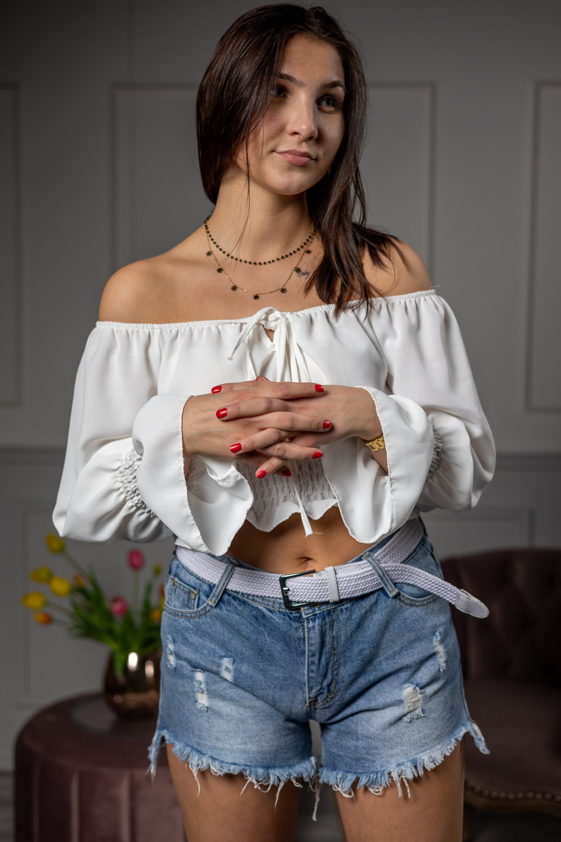 Flared Sleeves Blouse Cyndi White