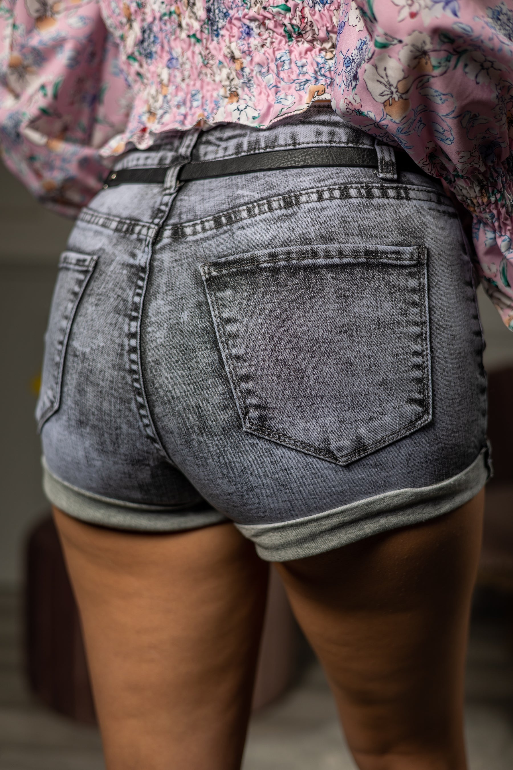 Washed Denim Shorts Manuella Grey