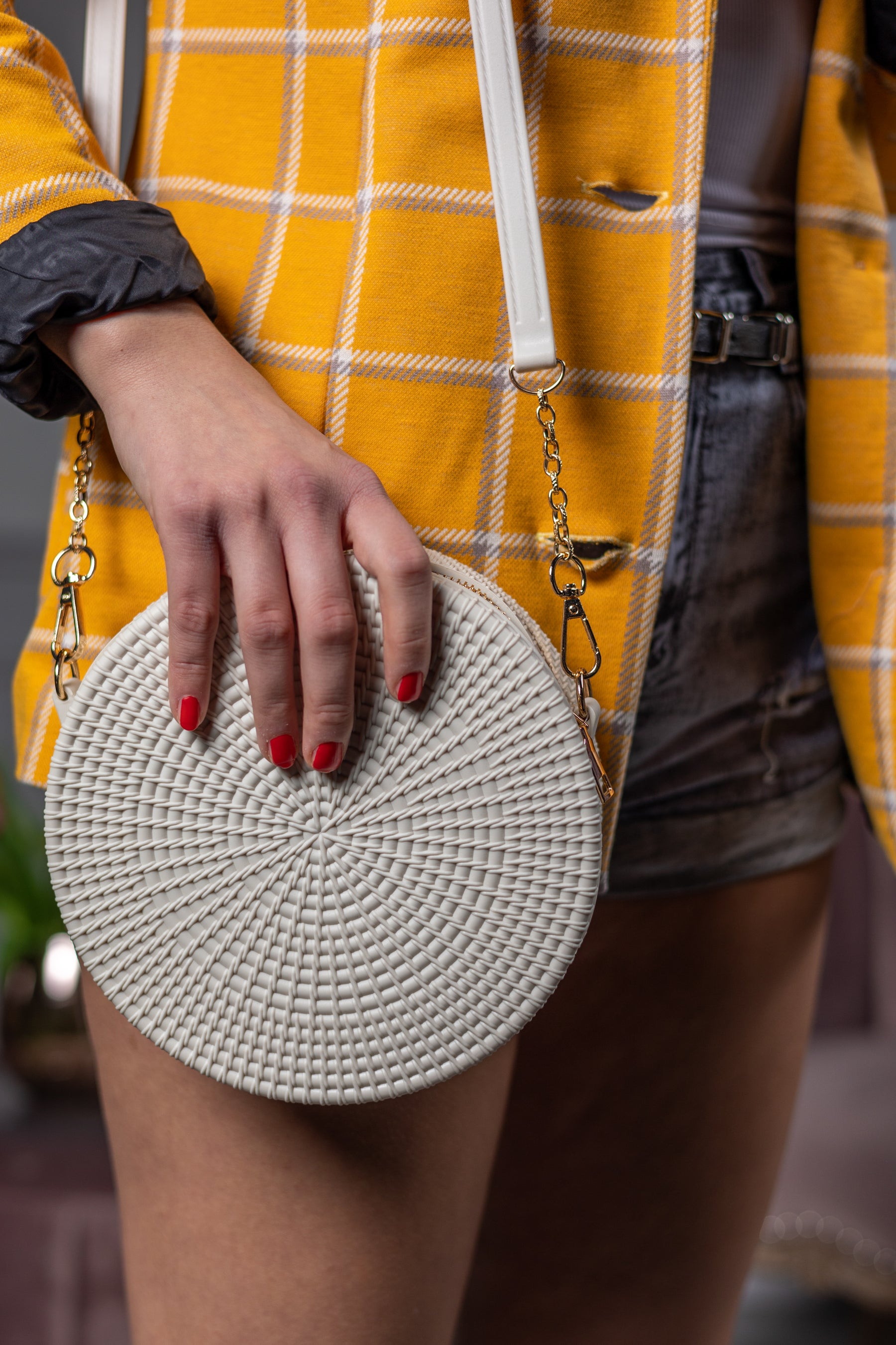 PU Material Handbag Lori White