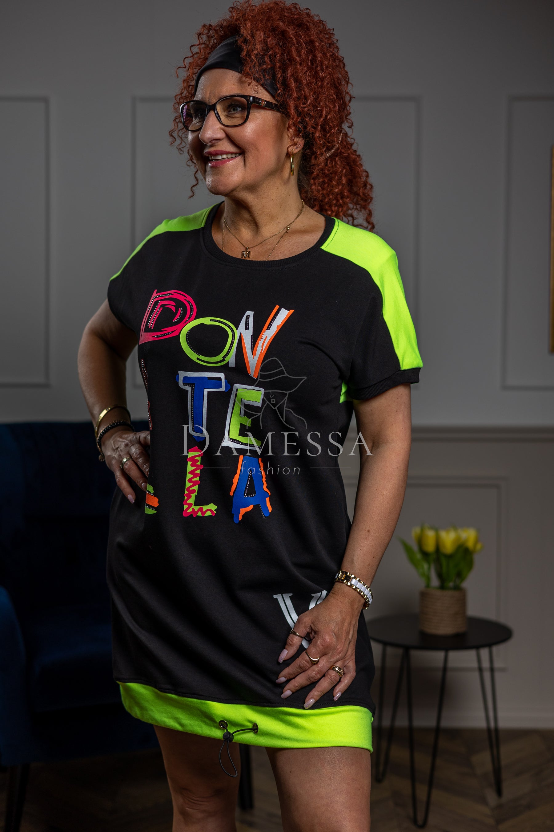 T-Shirt Cotton Dress Donatella Lime