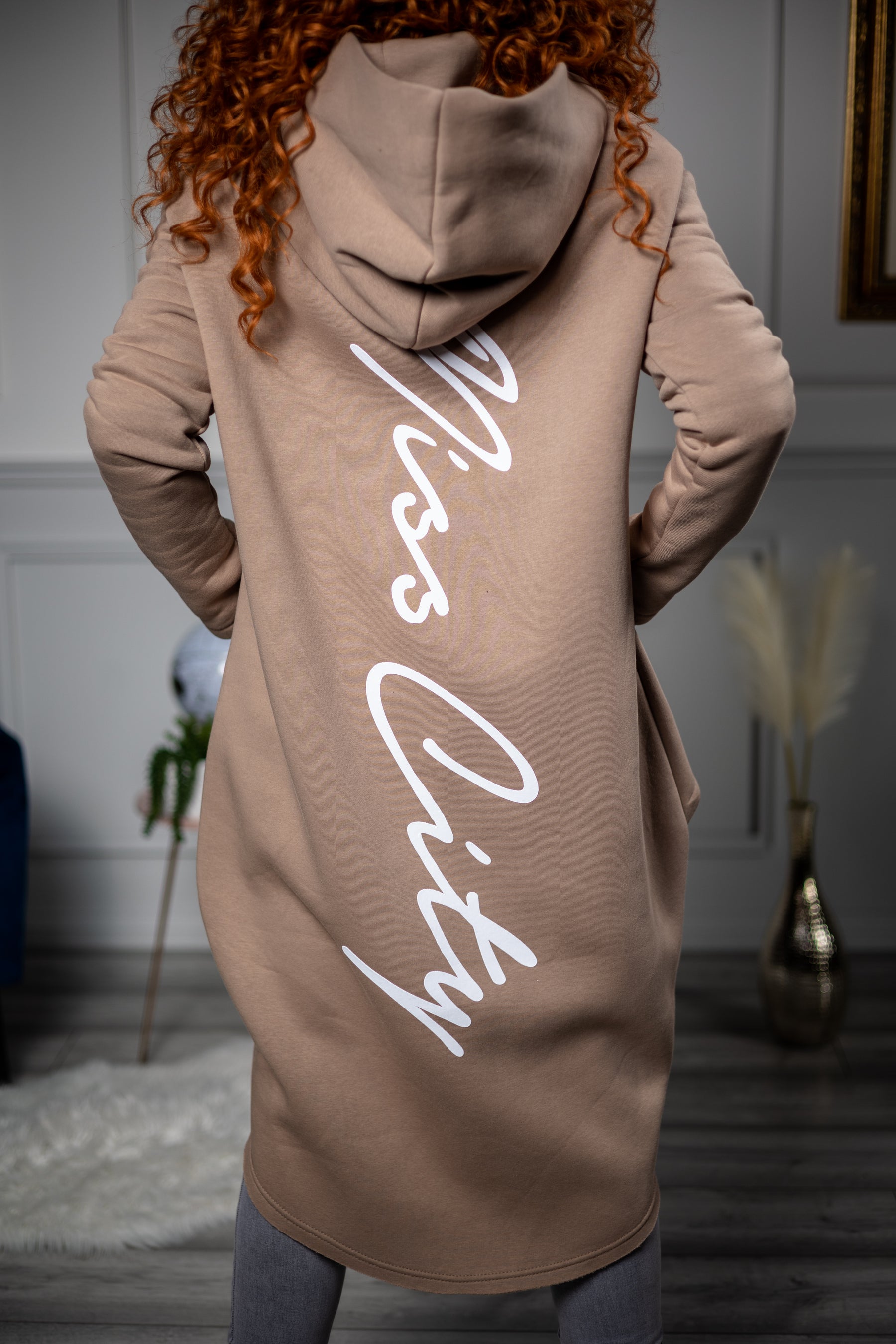 Asymmetrical Hooded Sweatshirt Leo Camel