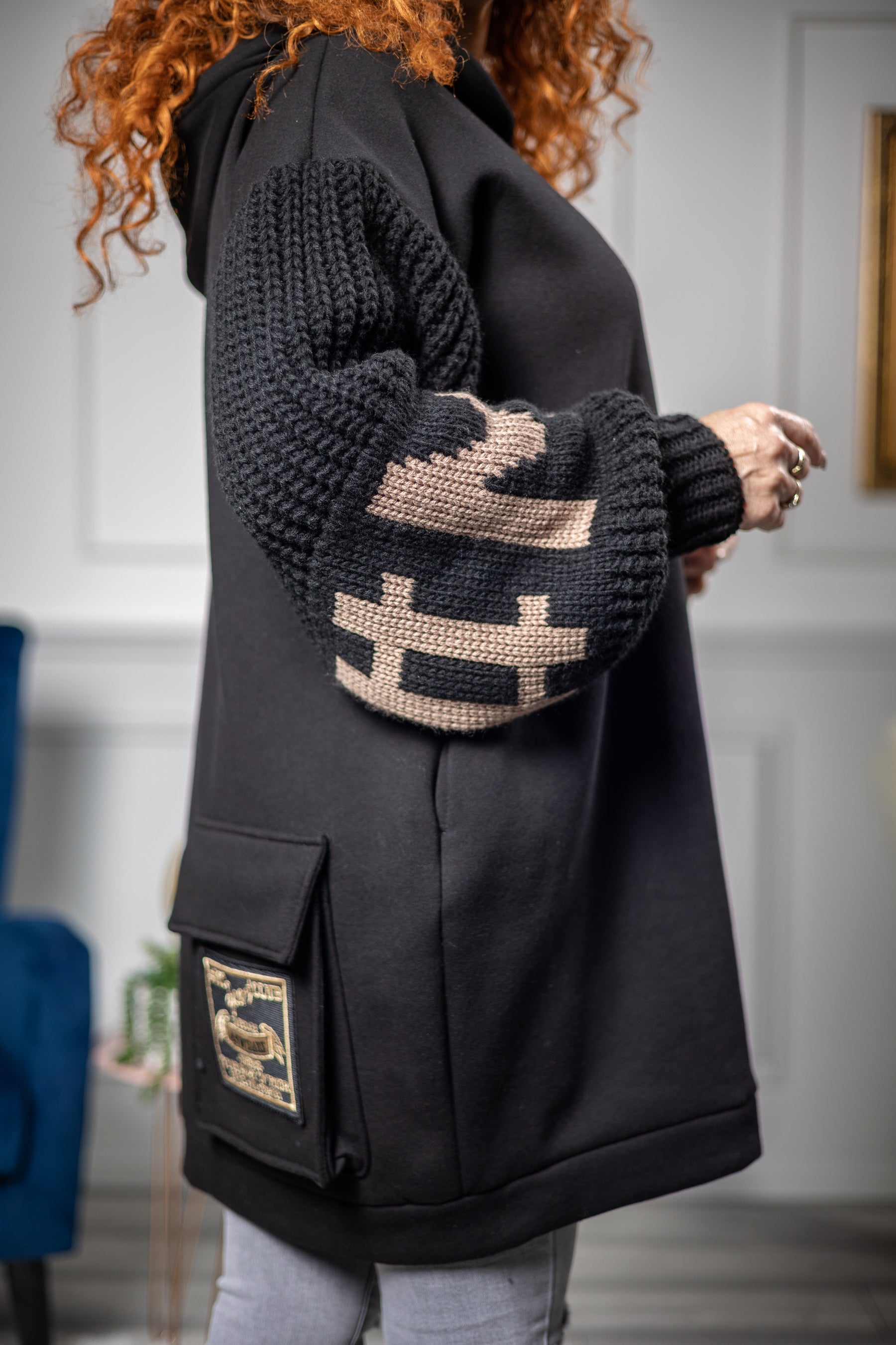 Sweater Sleeves Oversized Hoodie Nessa Black