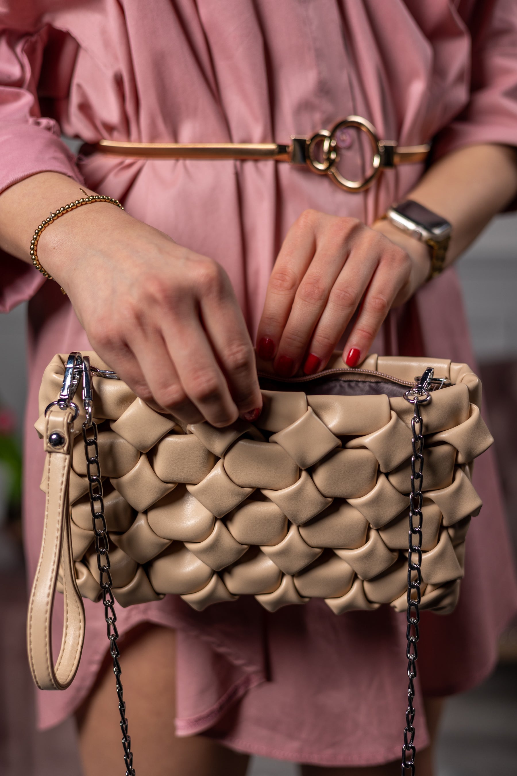 Quilted Clutch Bag Bottega Beige