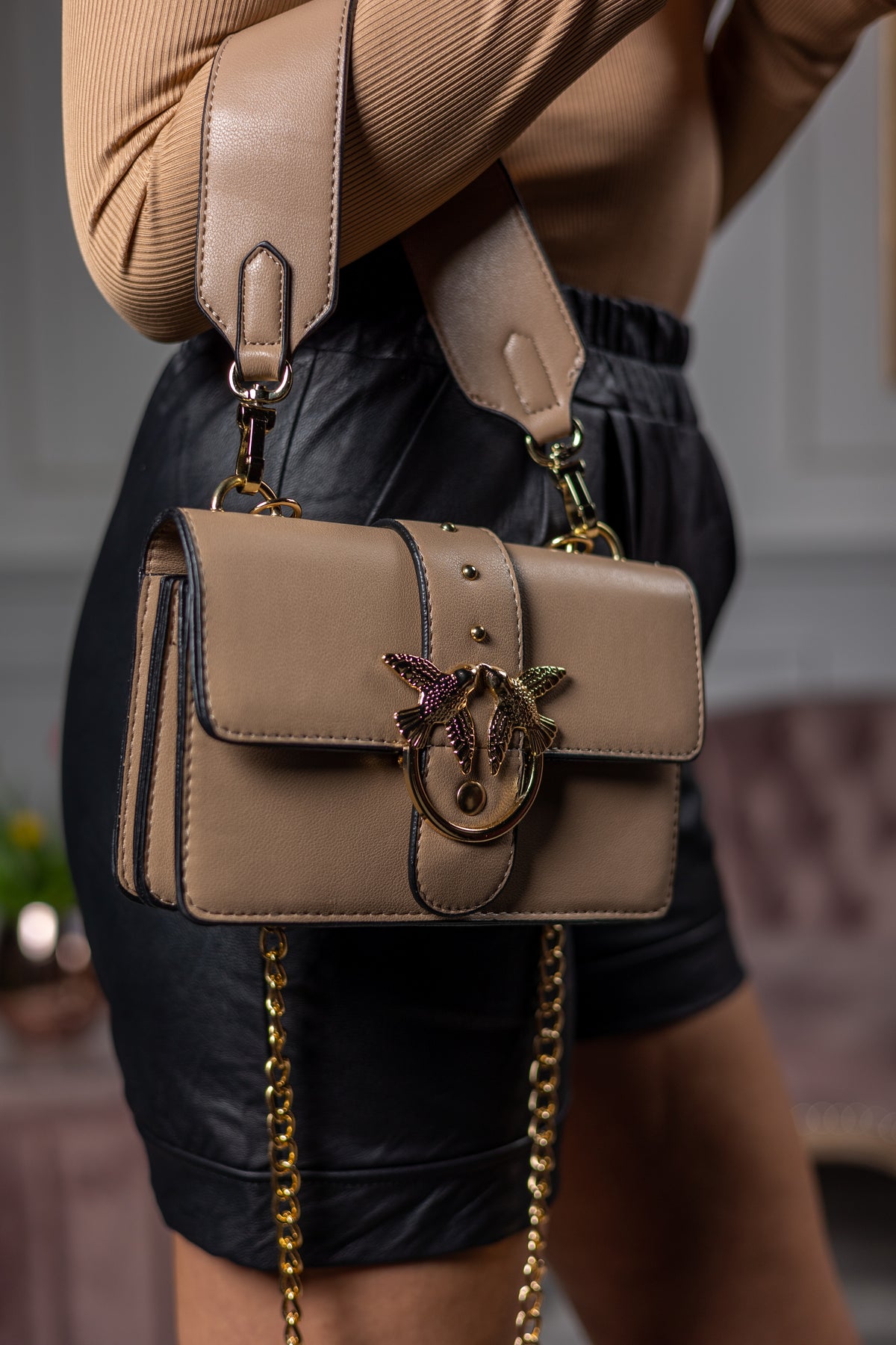 Faux Leather Handbag Ingo Camel