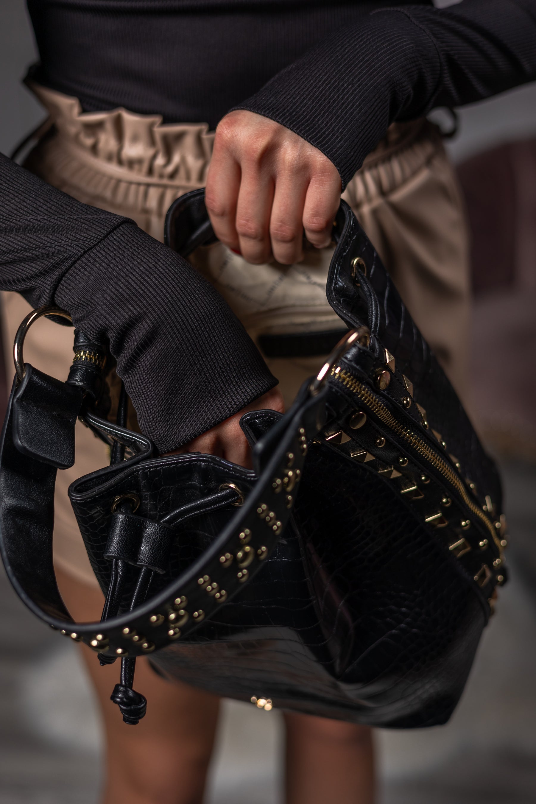 Stunning Studded Handbag Monari Black