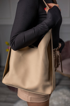 PU Material Tote Bag Simplicity Beige