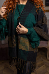 Woven Checked Poncho Vinetou