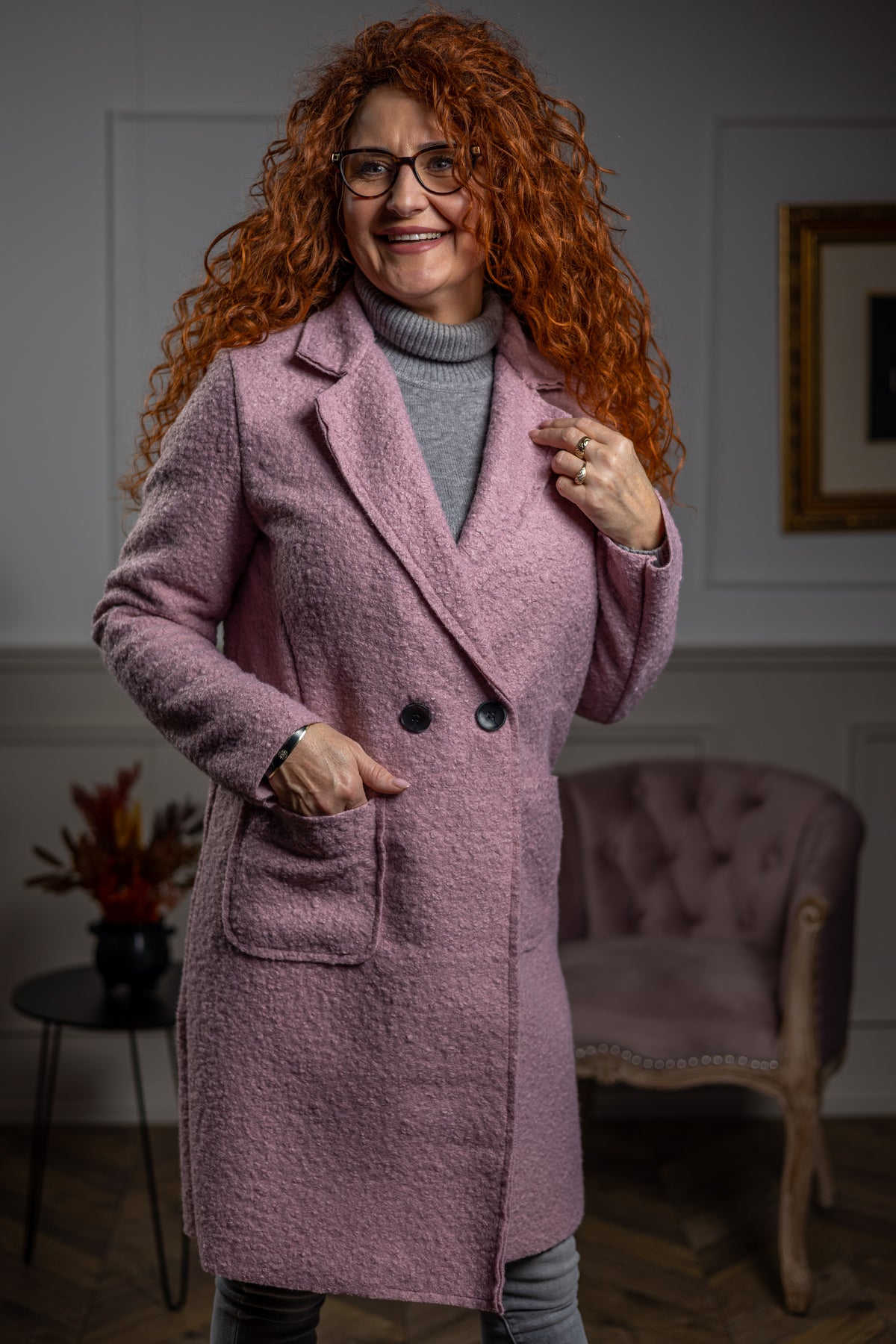 Bouclé Blazer Coat Kaya Pink