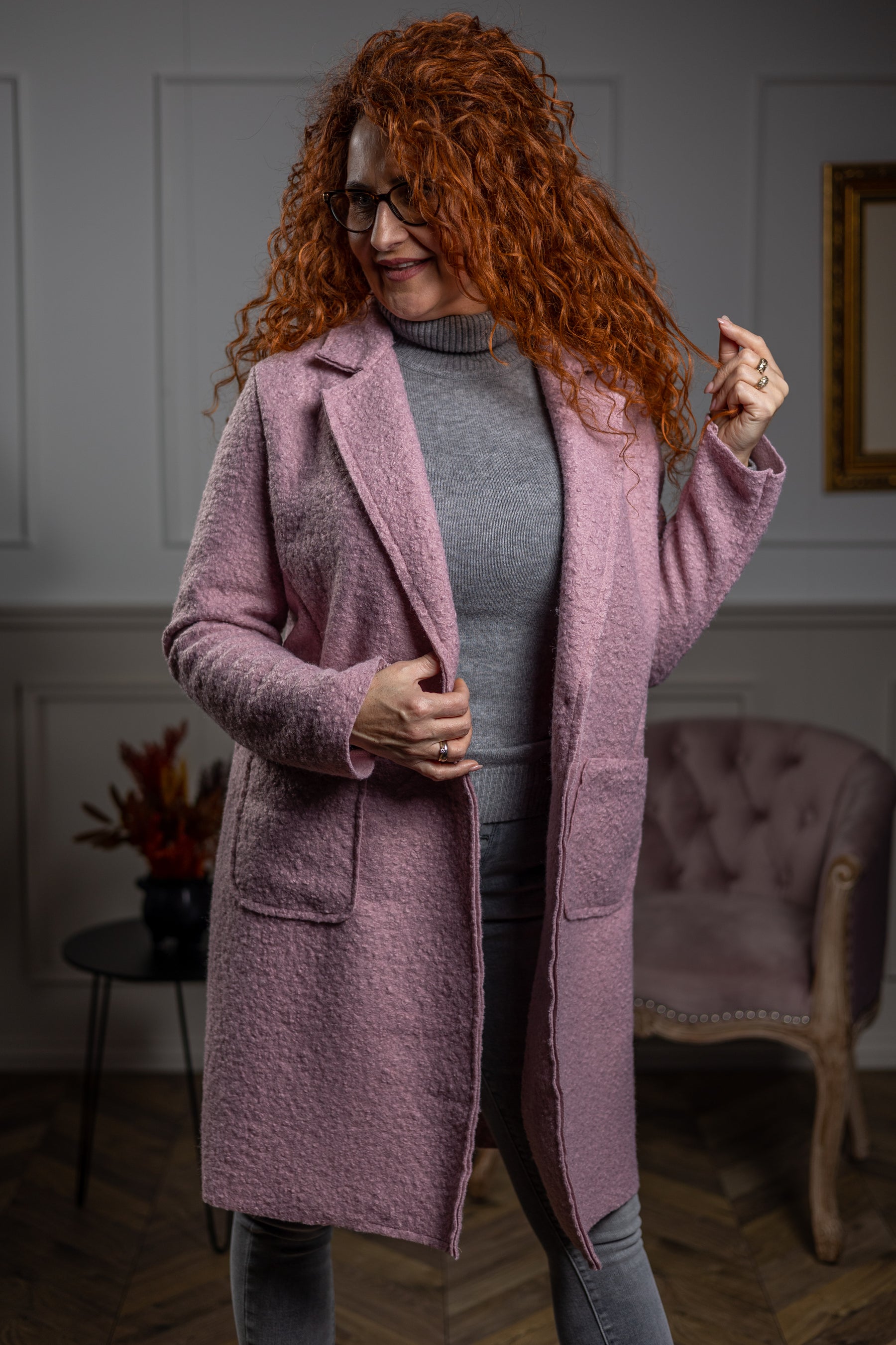 Bouclé Blazer Coat Kaya Pink