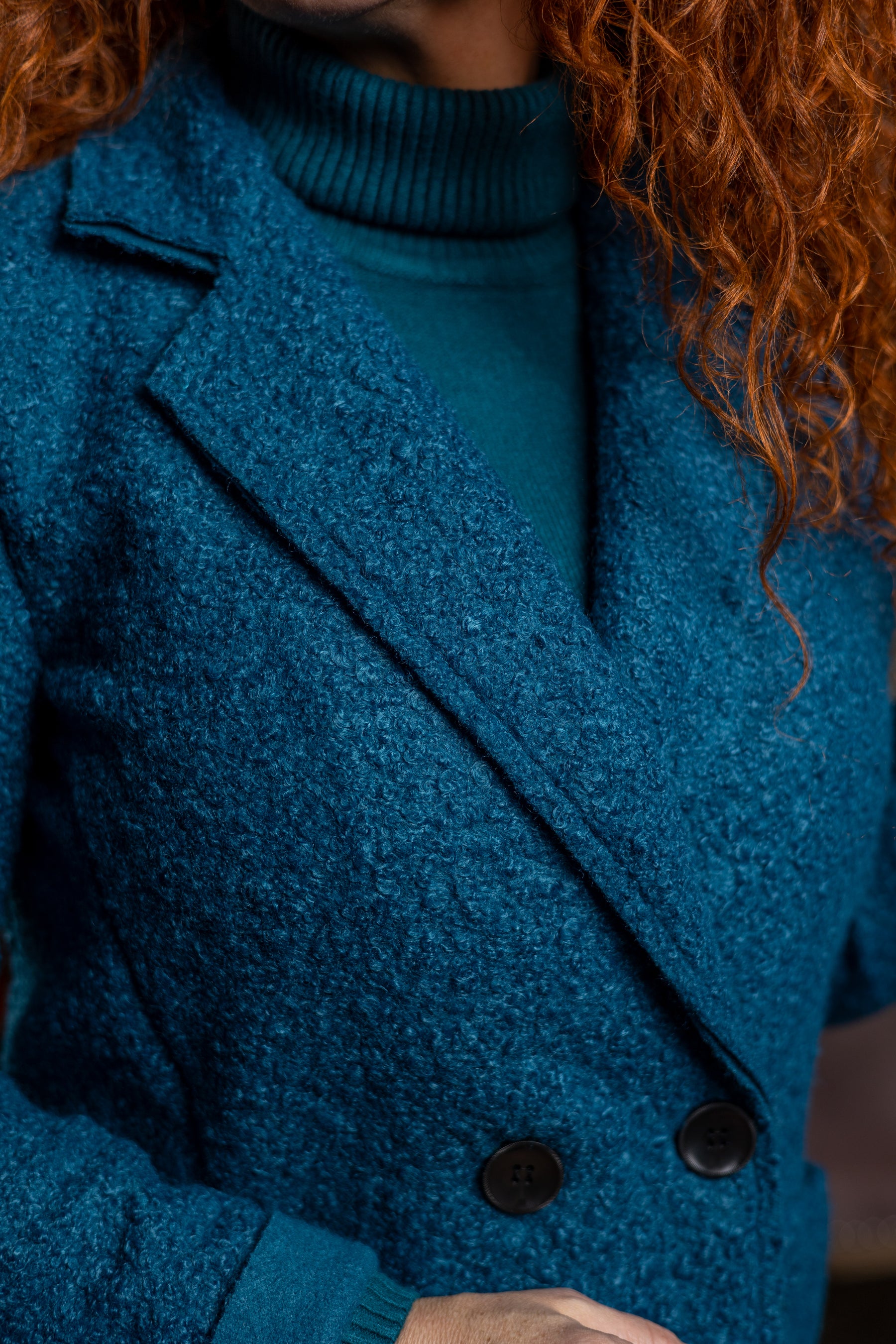 Bouclé Blazer Coat Kaya Sea Blue