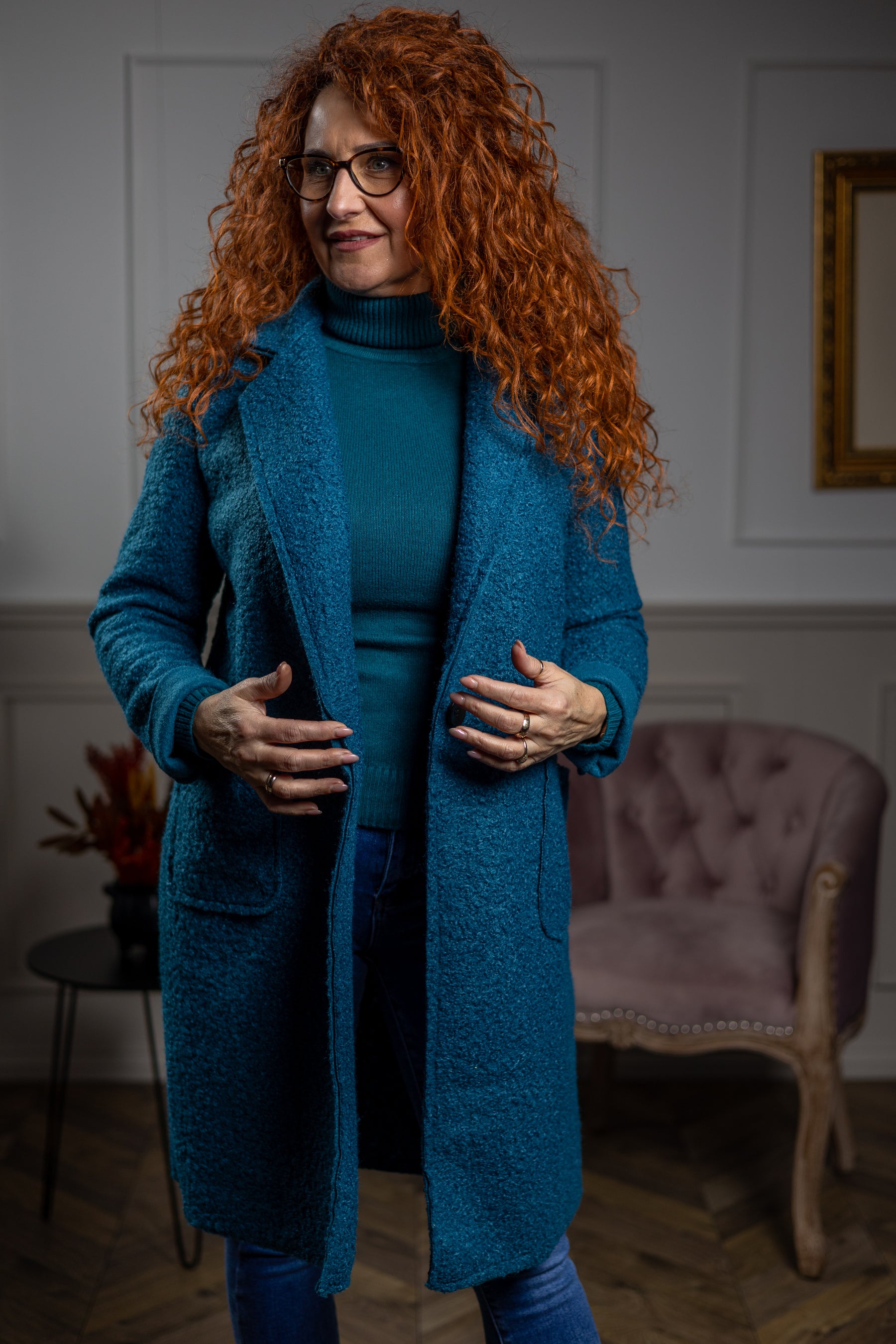 Bouclé Blazer Coat Kaya Sea Blue