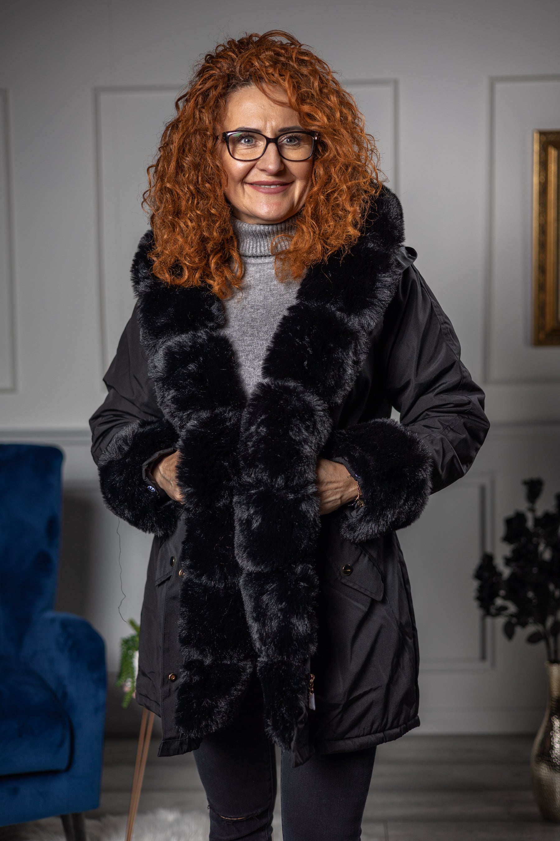 Hooded Parka Coat Bella Black