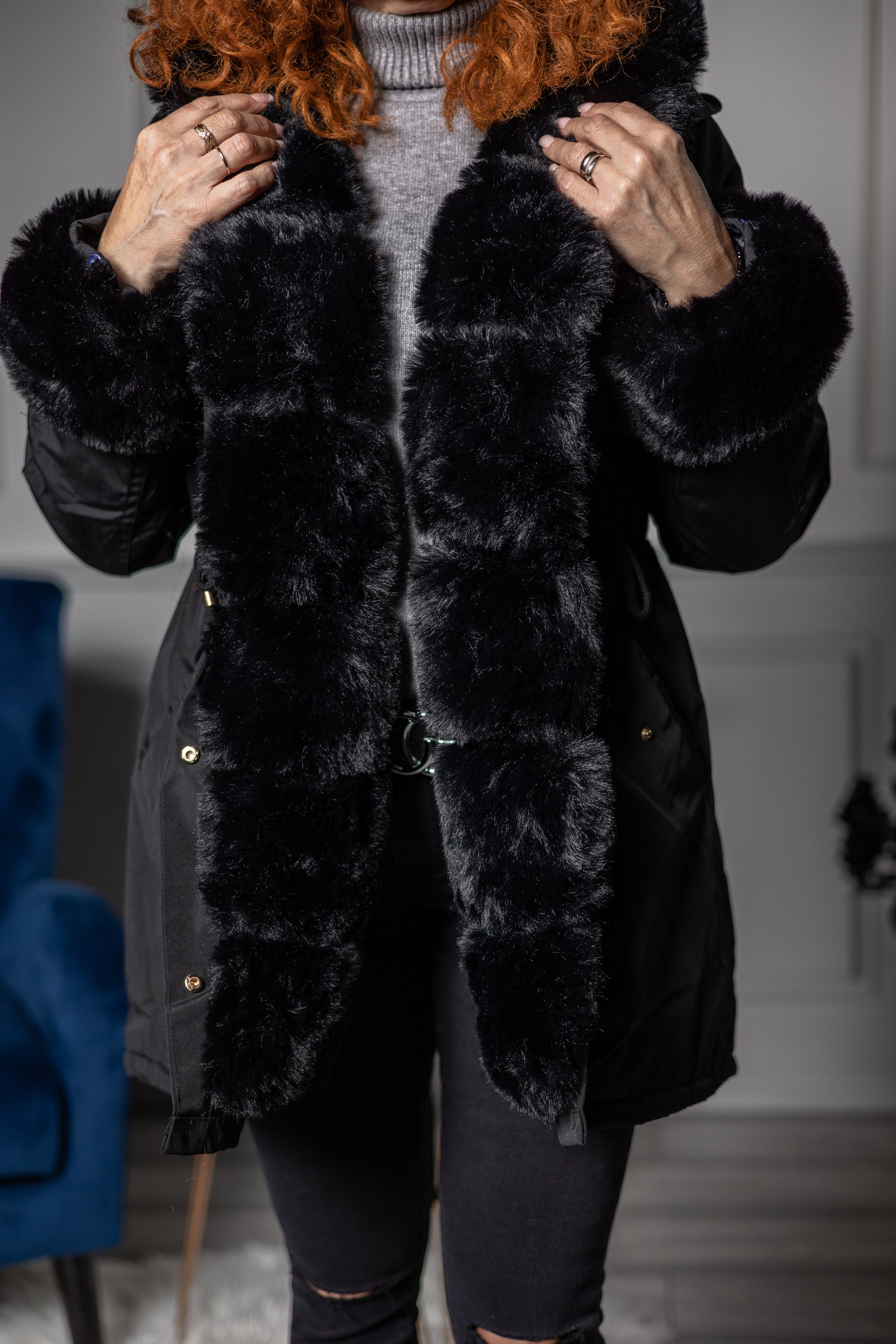 Hooded Parka Coat Bella Black