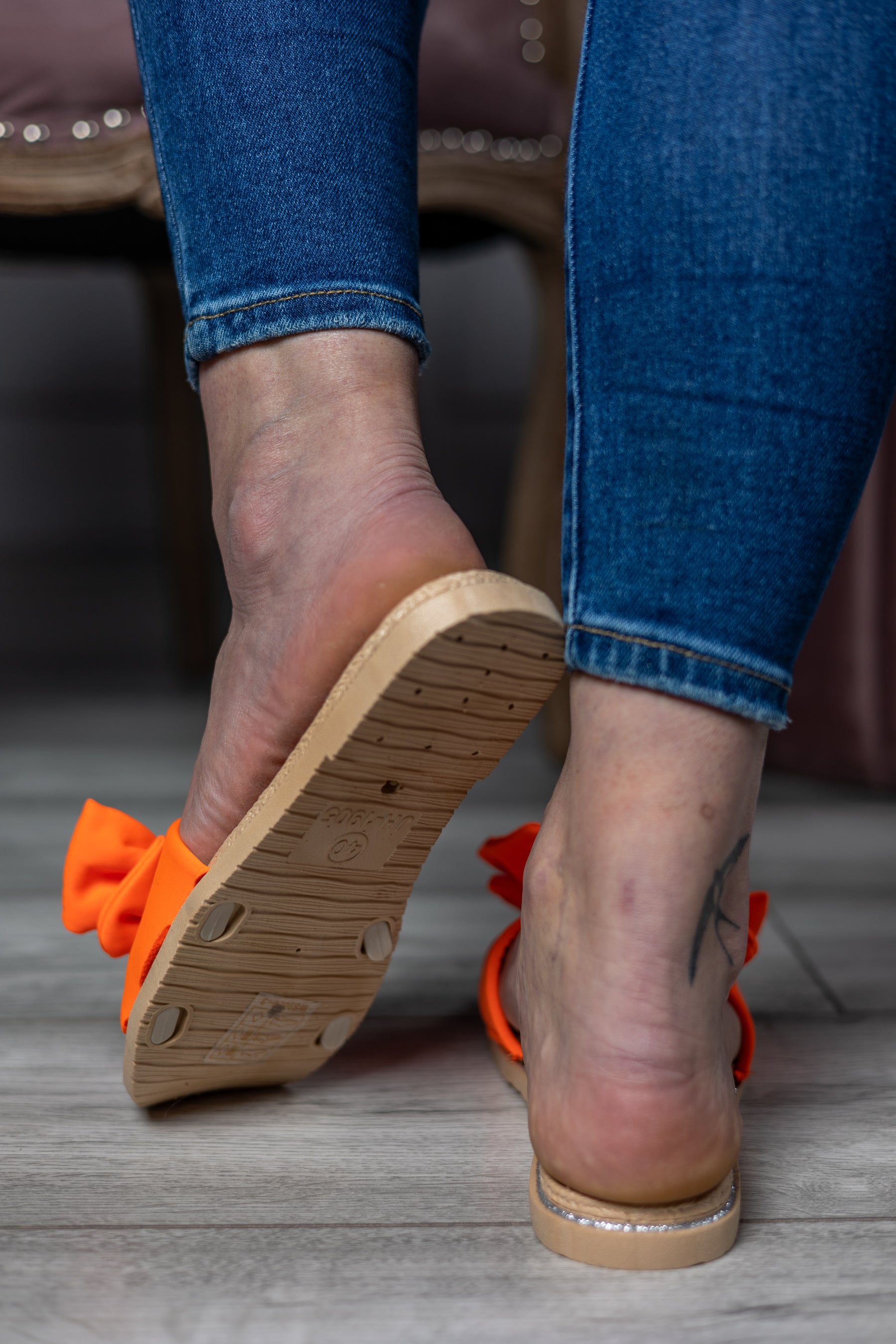 Cute Silky Material Sliders Bow Orange